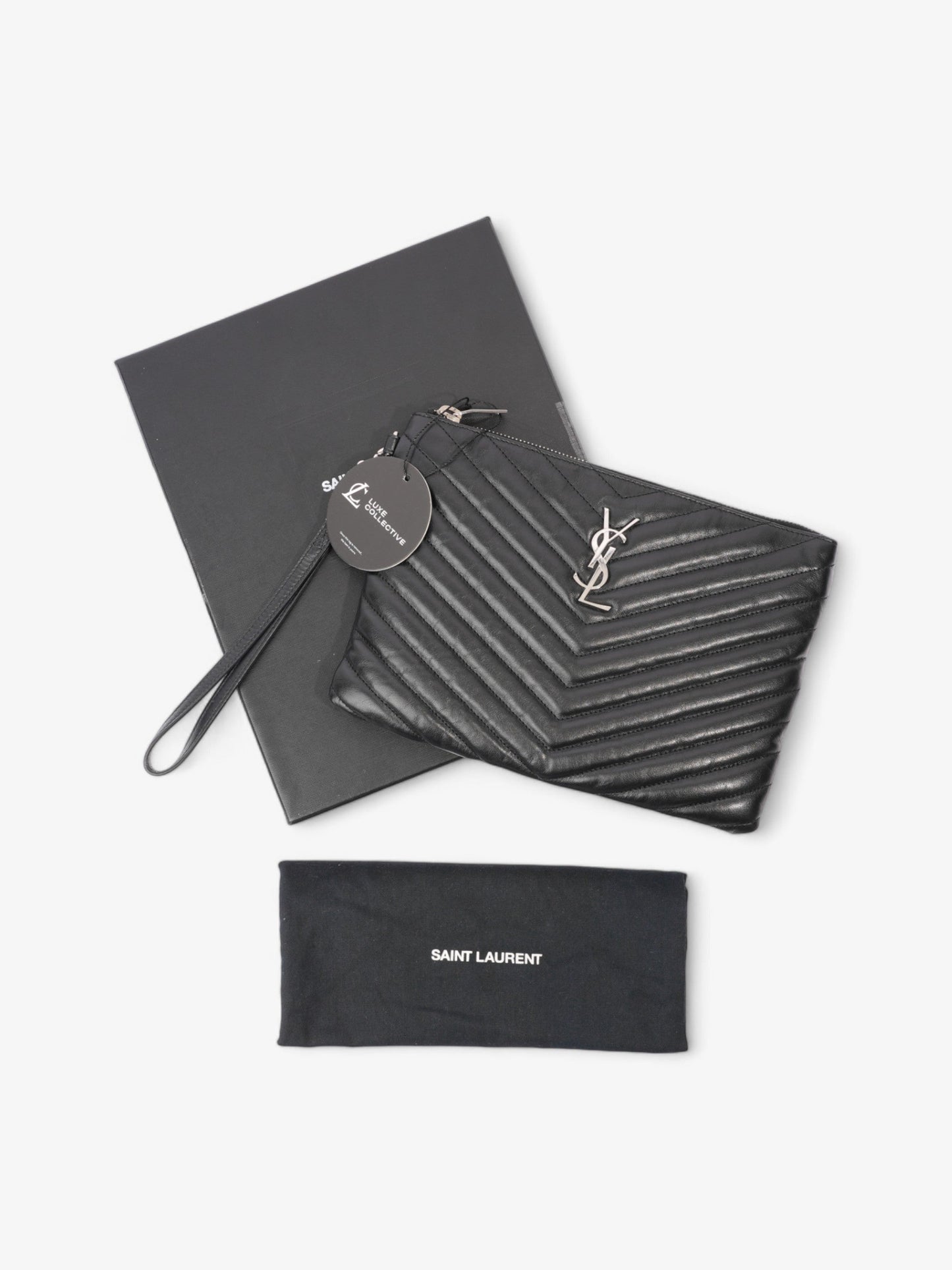 Saint Laurent Cassandre Pouch Black Matelasse Leather