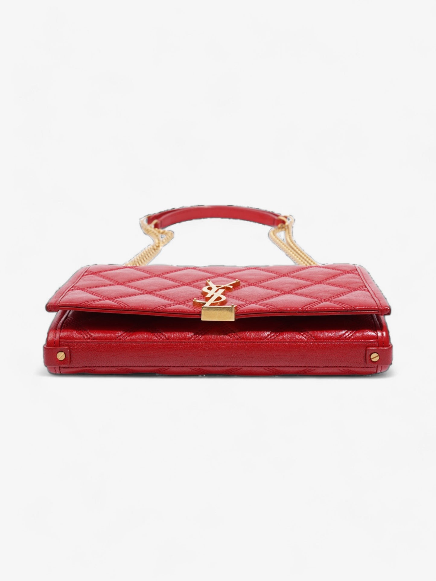 Saint Laurent Becky Chain Wallet Red Leather