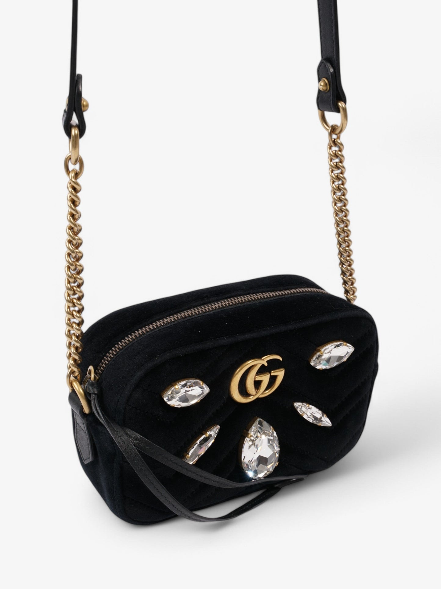 Gucci GG Marmont Crystal Black Velvet Mini