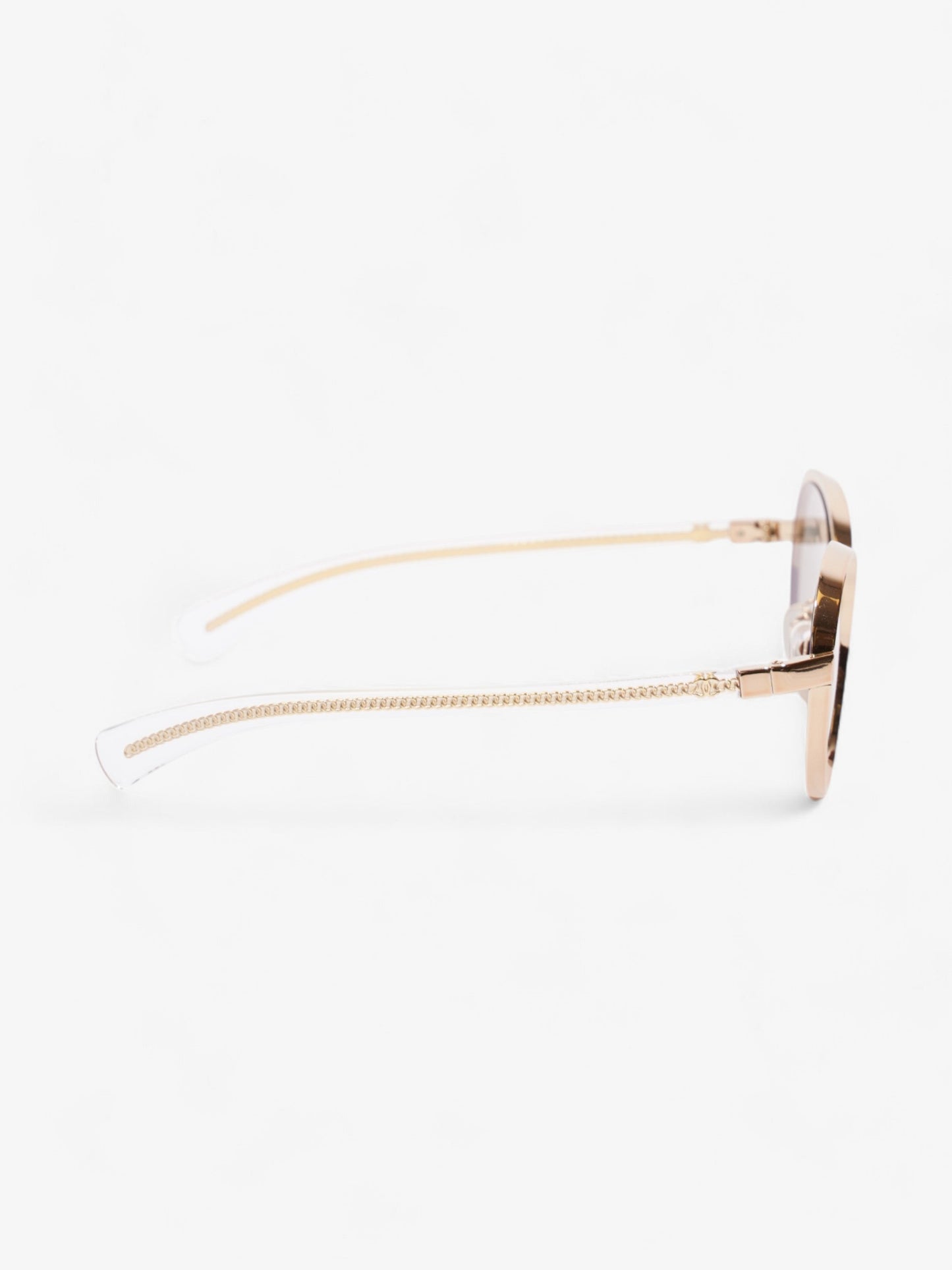 Chanel Round Sunglasses Gold Acetate 125mm