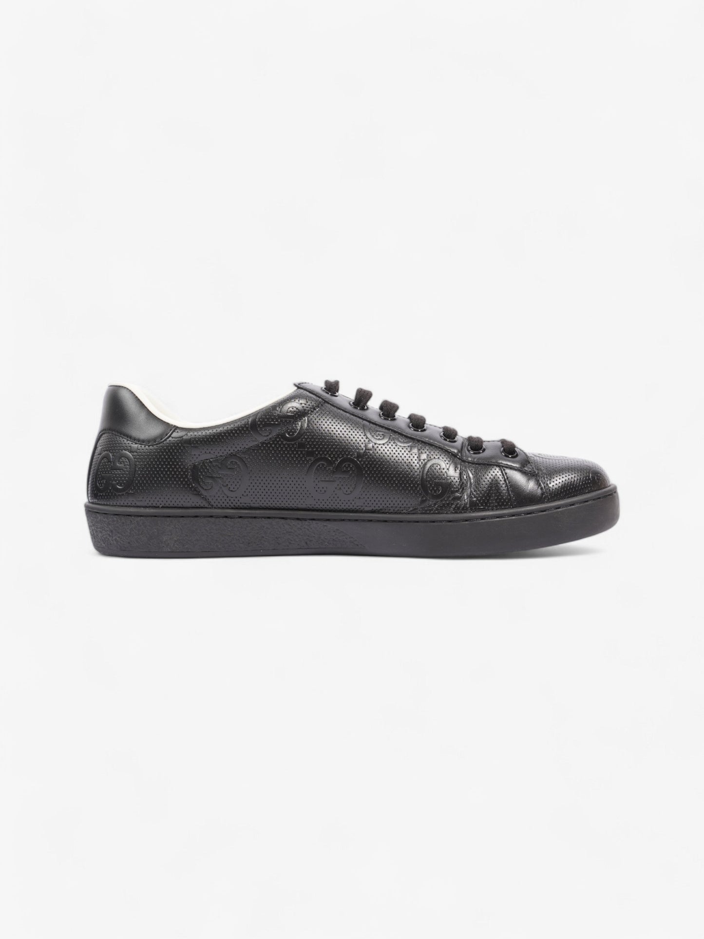 Gucci New Ace Embossed Sneakers Black Embossed Leather EU 42.5 UK 8.5