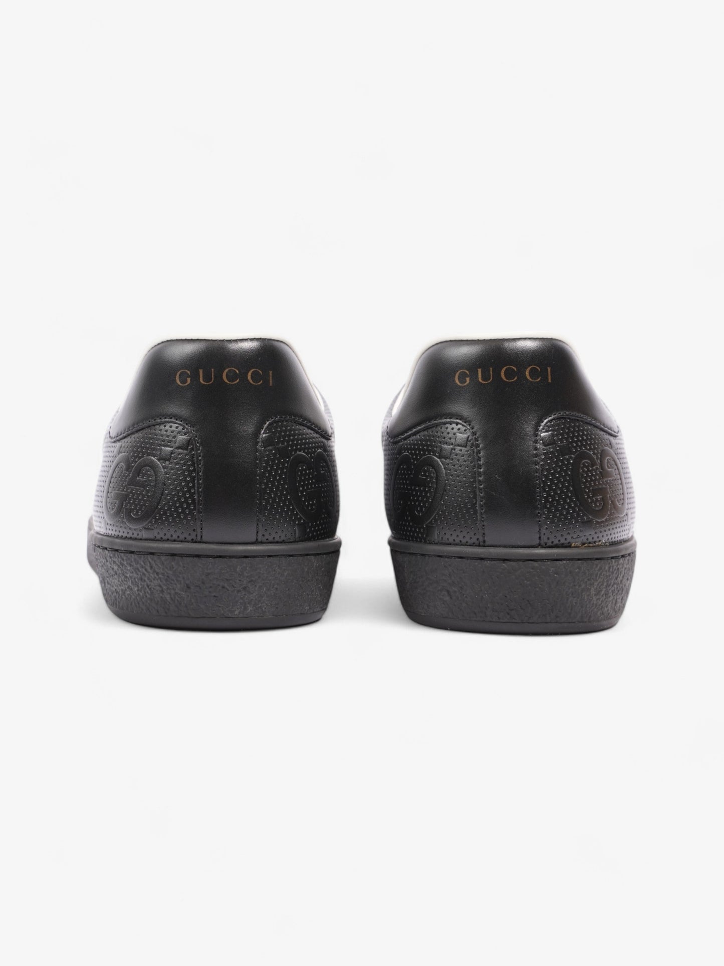 Gucci New Ace Embossed Sneakers Black Embossed Leather EU 42.5 UK 8.5