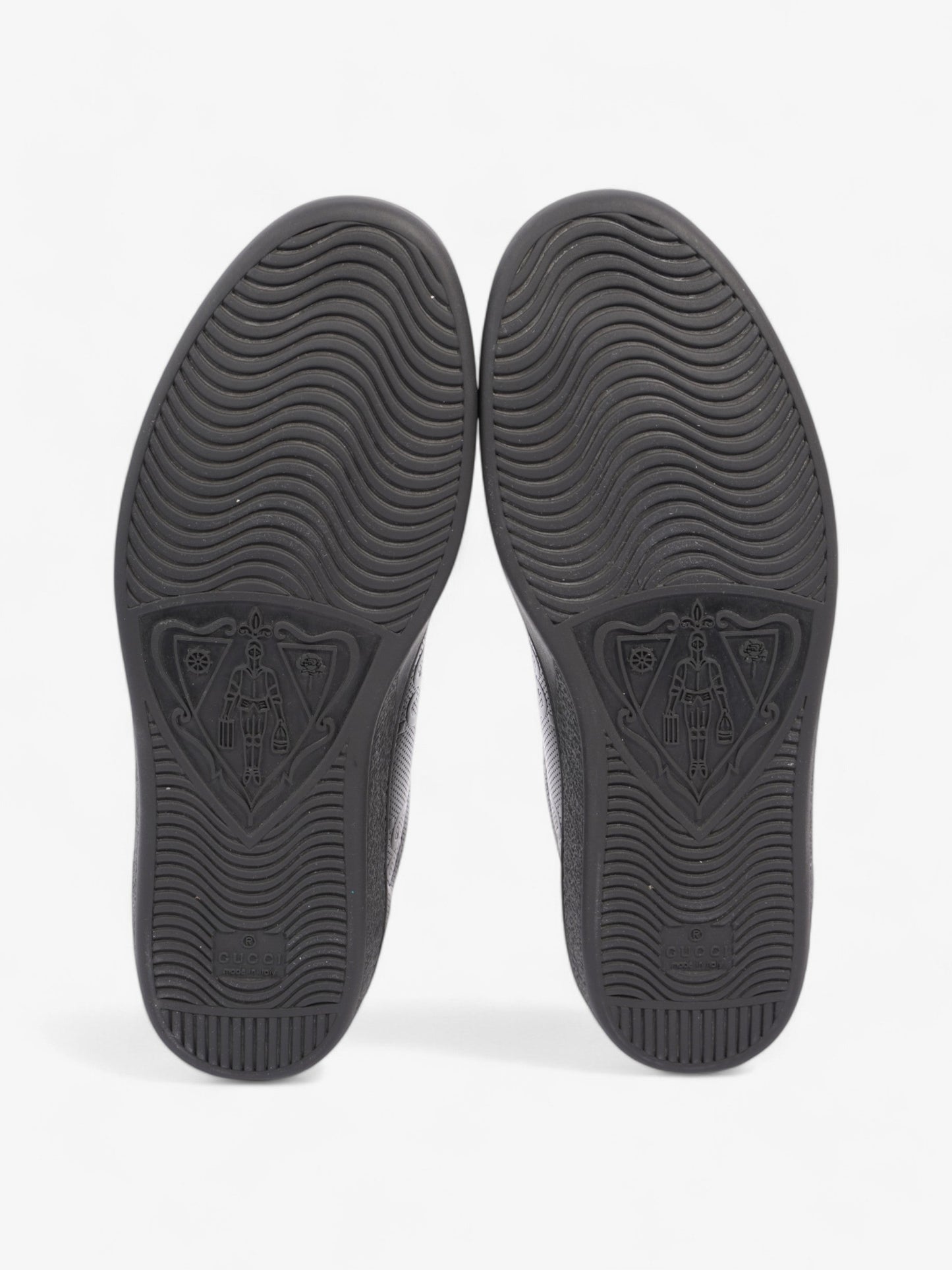 Gucci New Ace Embossed Sneakers Black Embossed Leather EU 42.5 UK 8.5