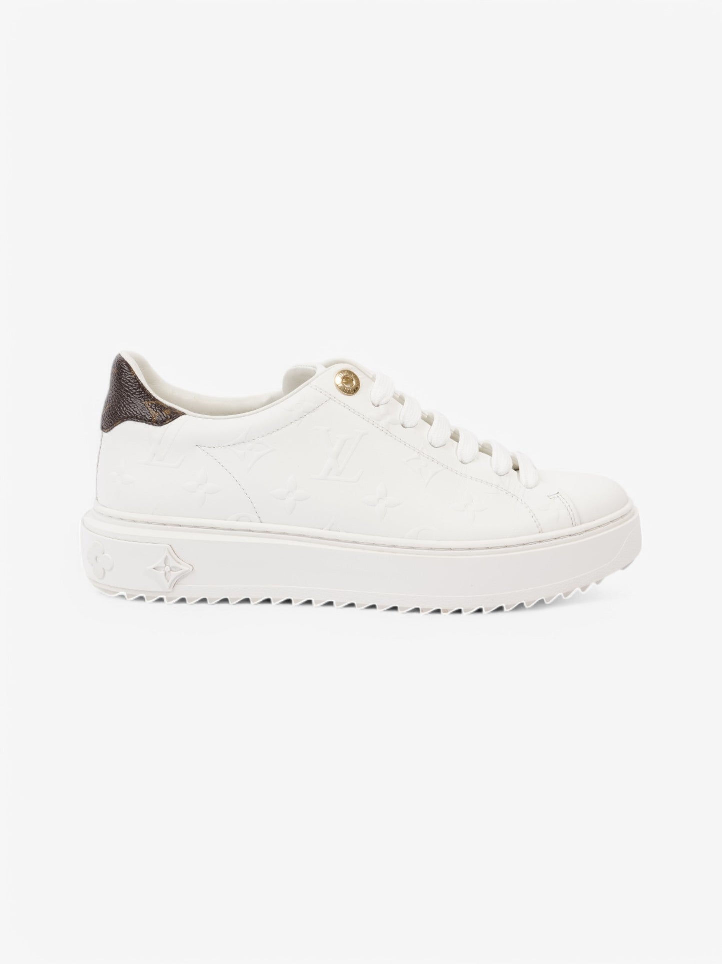 Louis Vuitton Time Out Sneakers White / Brown Monogram Leather EU 38 UK 5