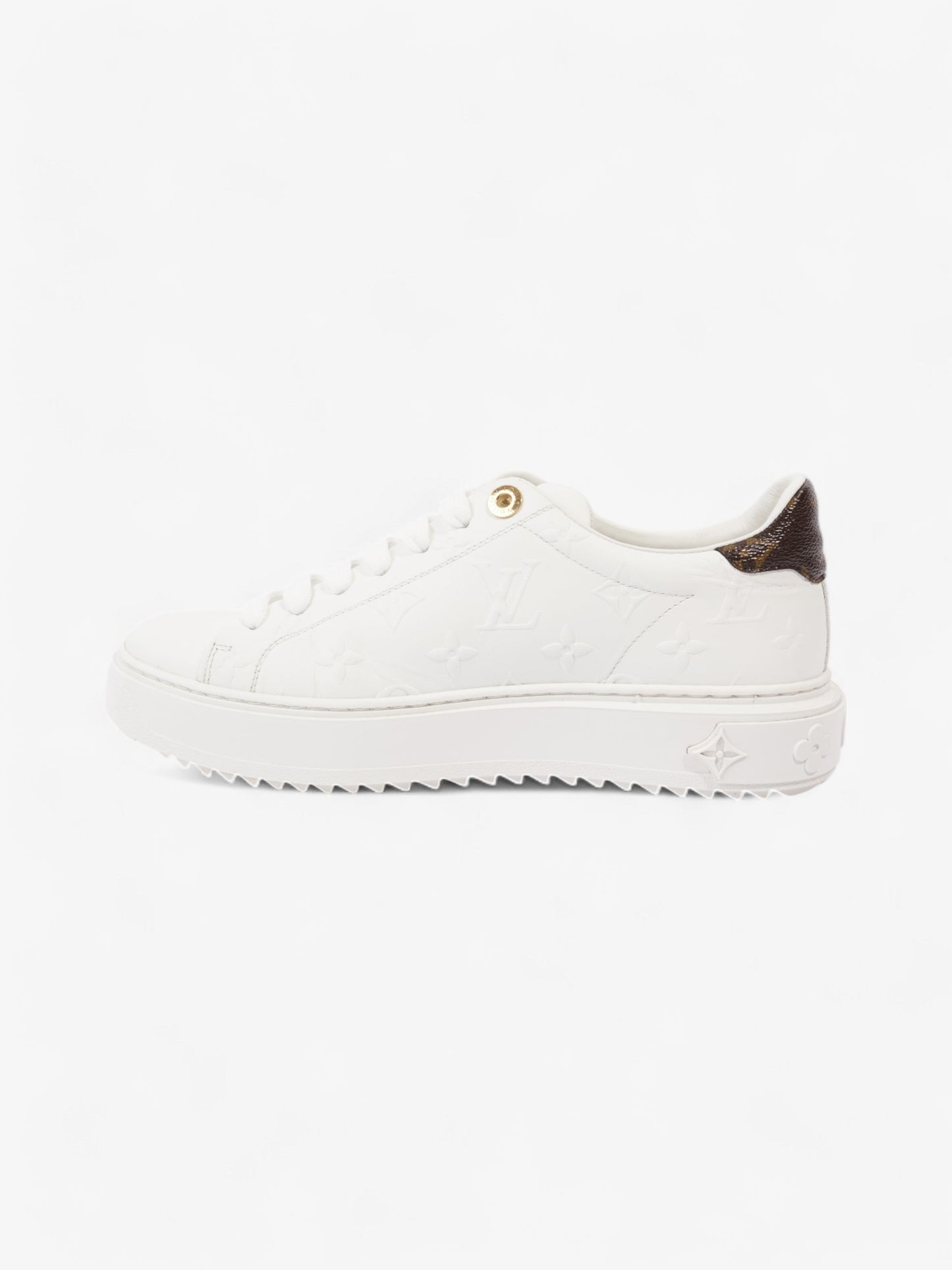 Louis Vuitton Time Out Sneakers White / Brown Monogram Leather EU 38 UK 5