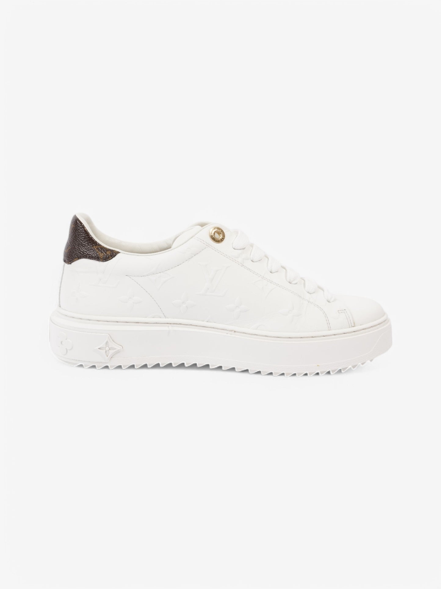 Louis Vuitton Time Out Sneakers White / Brown Monogram Leather EU 38 UK 5
