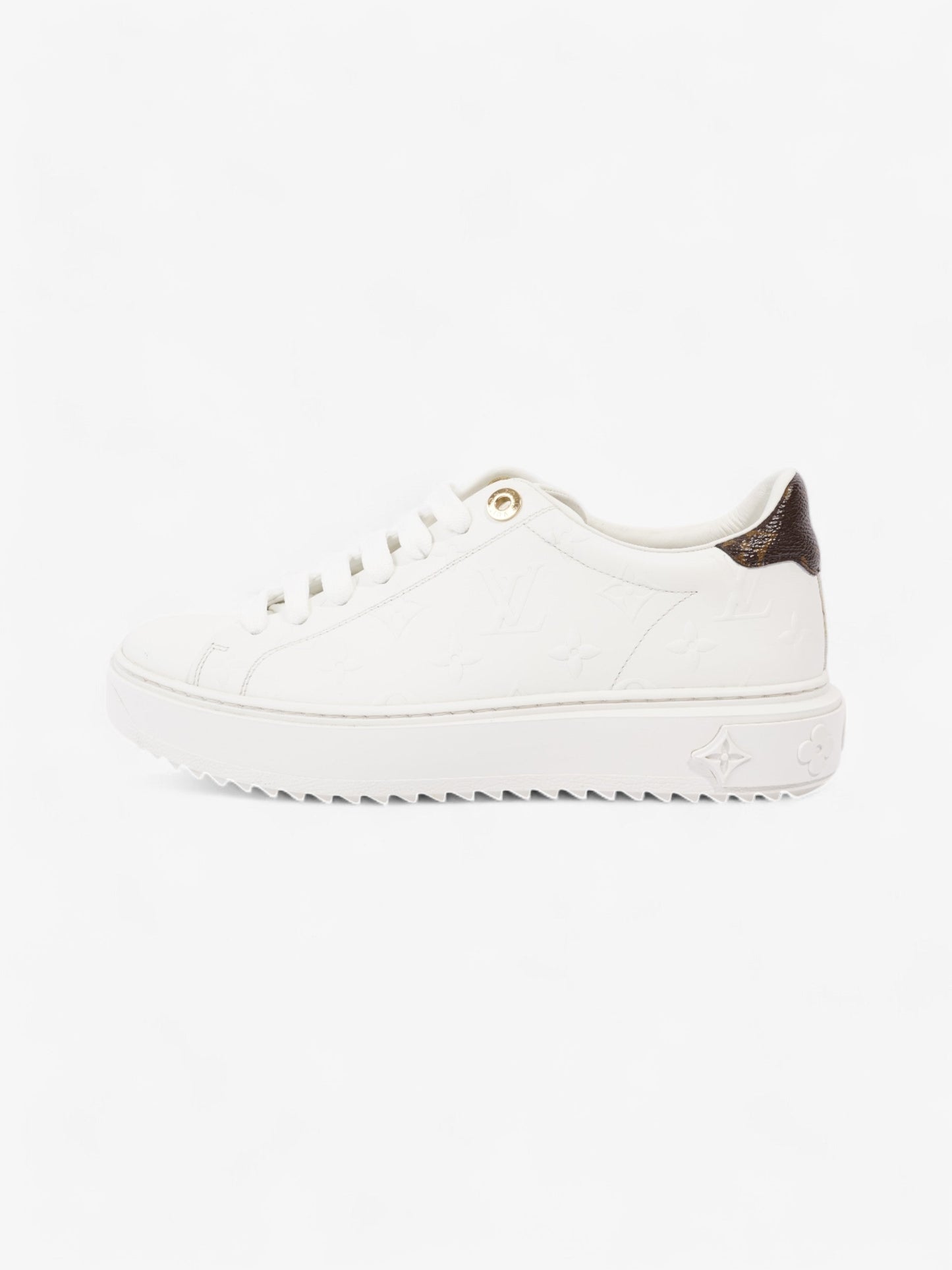Louis Vuitton Time Out Sneakers White / Brown Monogram Leather EU 38 UK 5