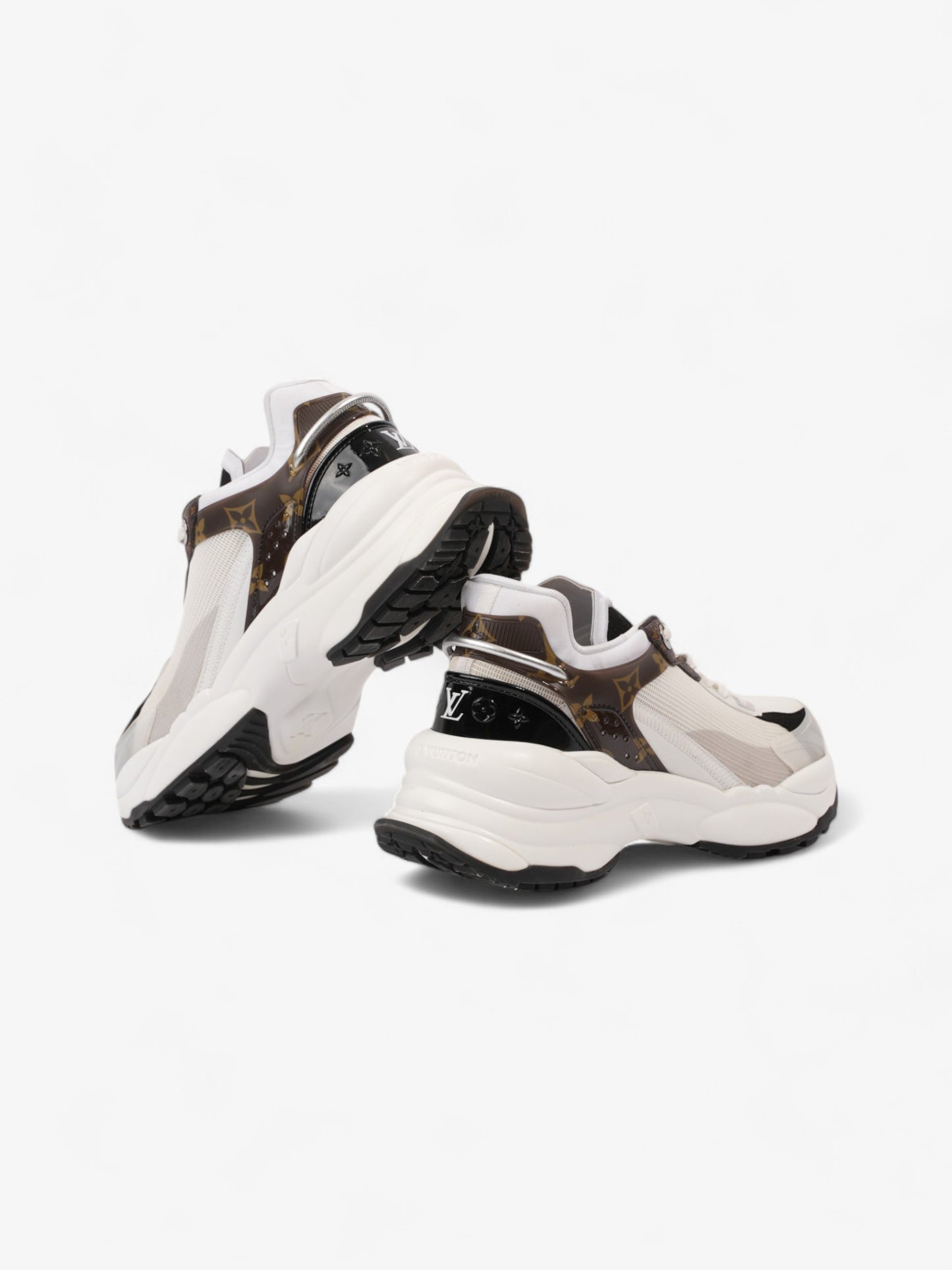 Louis Vuitton Run 55 Sneakers White / Monogram / Black Mesh EU 38 UK 5
