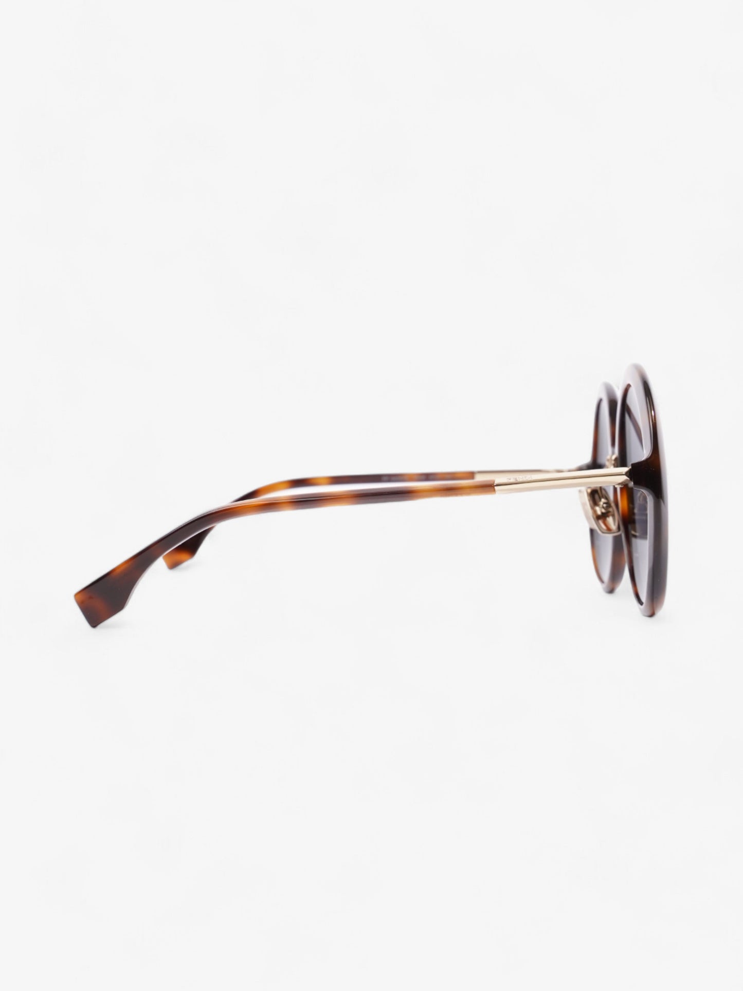 Fendi Round Sunglasses Havana Brown / Gold Acetate 140mm