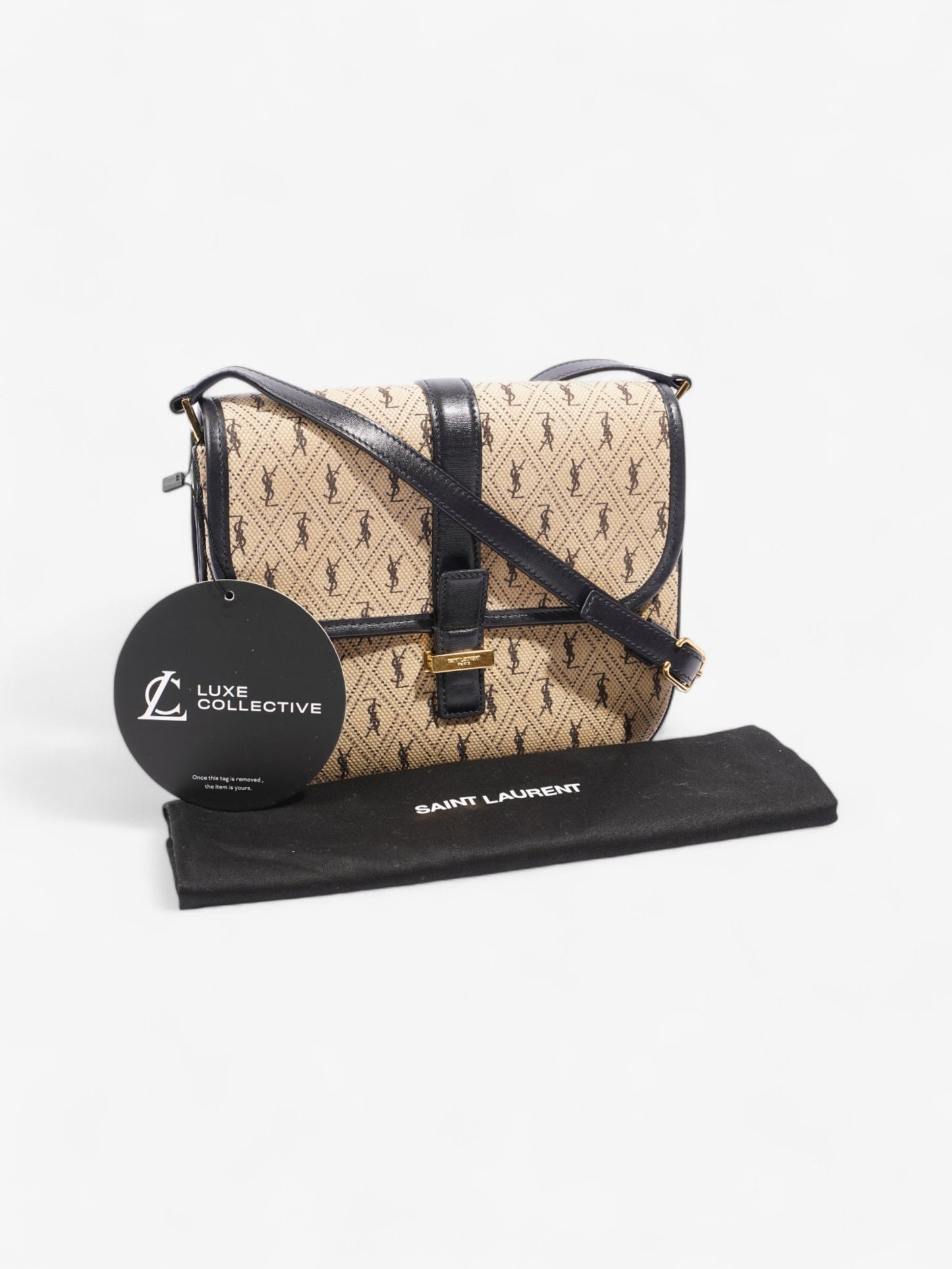 Saint Laurent Monogramme cloth bag Beige / Black Fabric