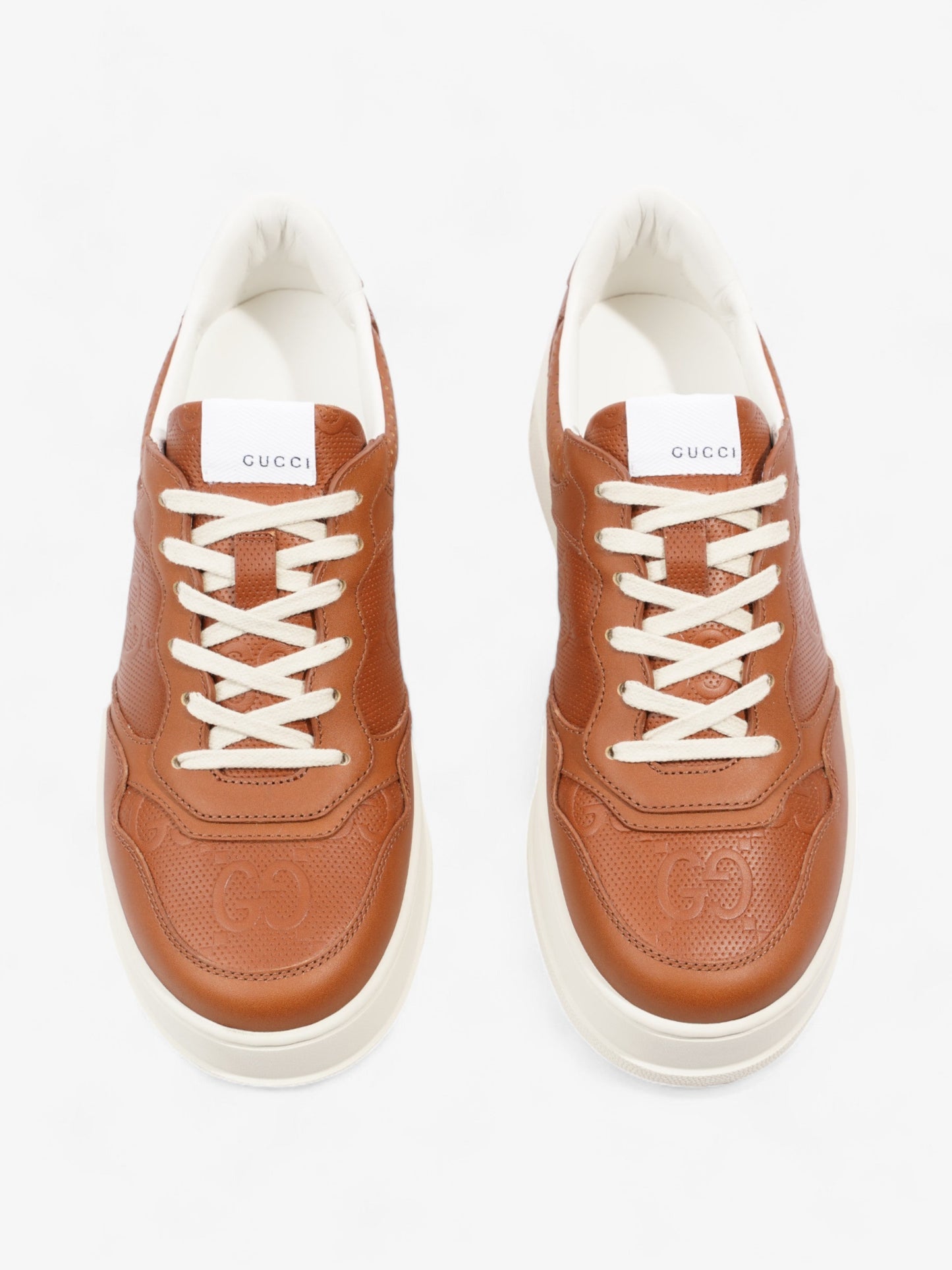 Gucci Chunky GG Embossed Sneakers Brown / White Leather EU 41.5 UK 7.5