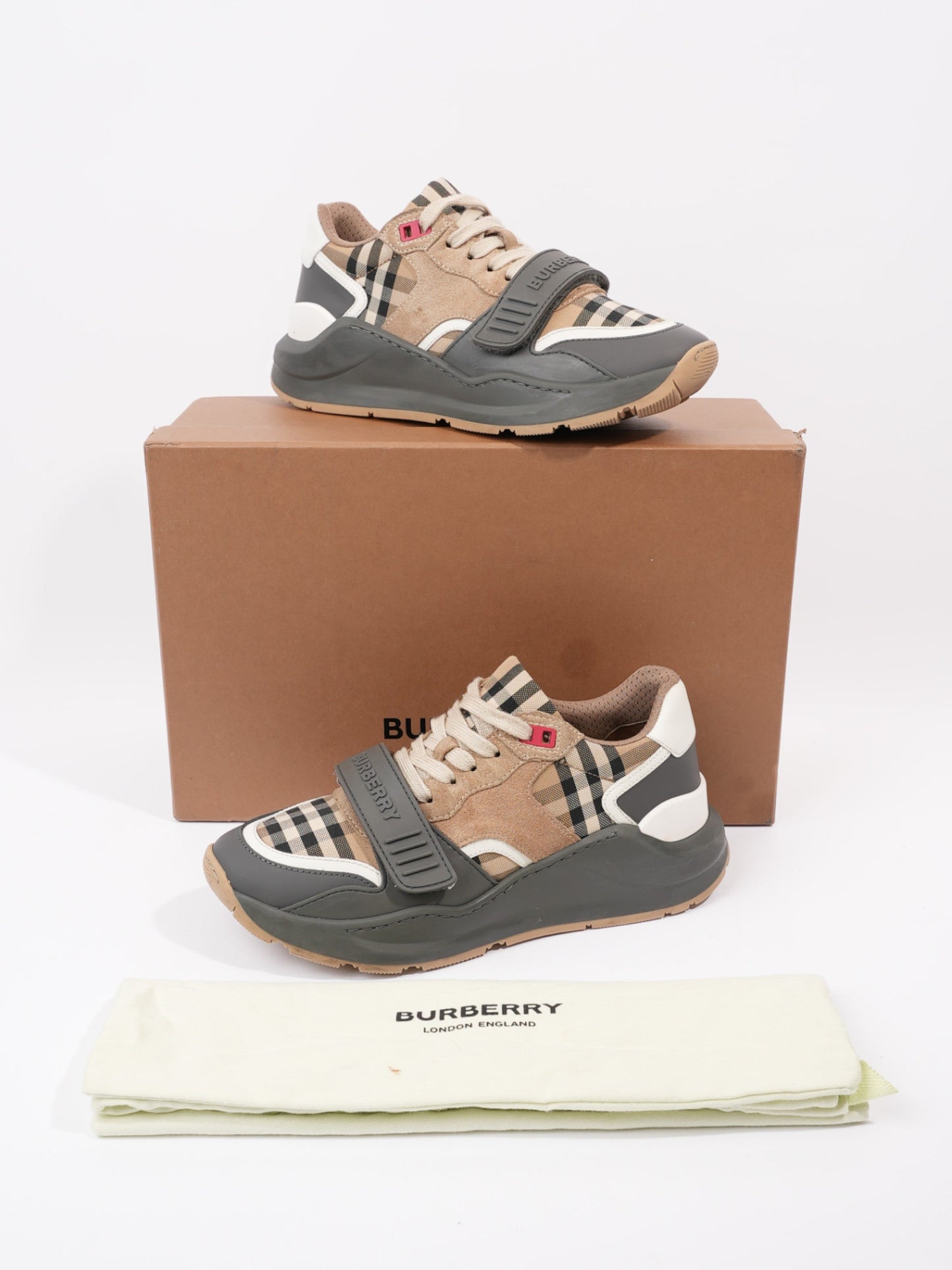 Burberry Ramsay Sneakers Grey / Burberry Check Leather EU 38 UK 5