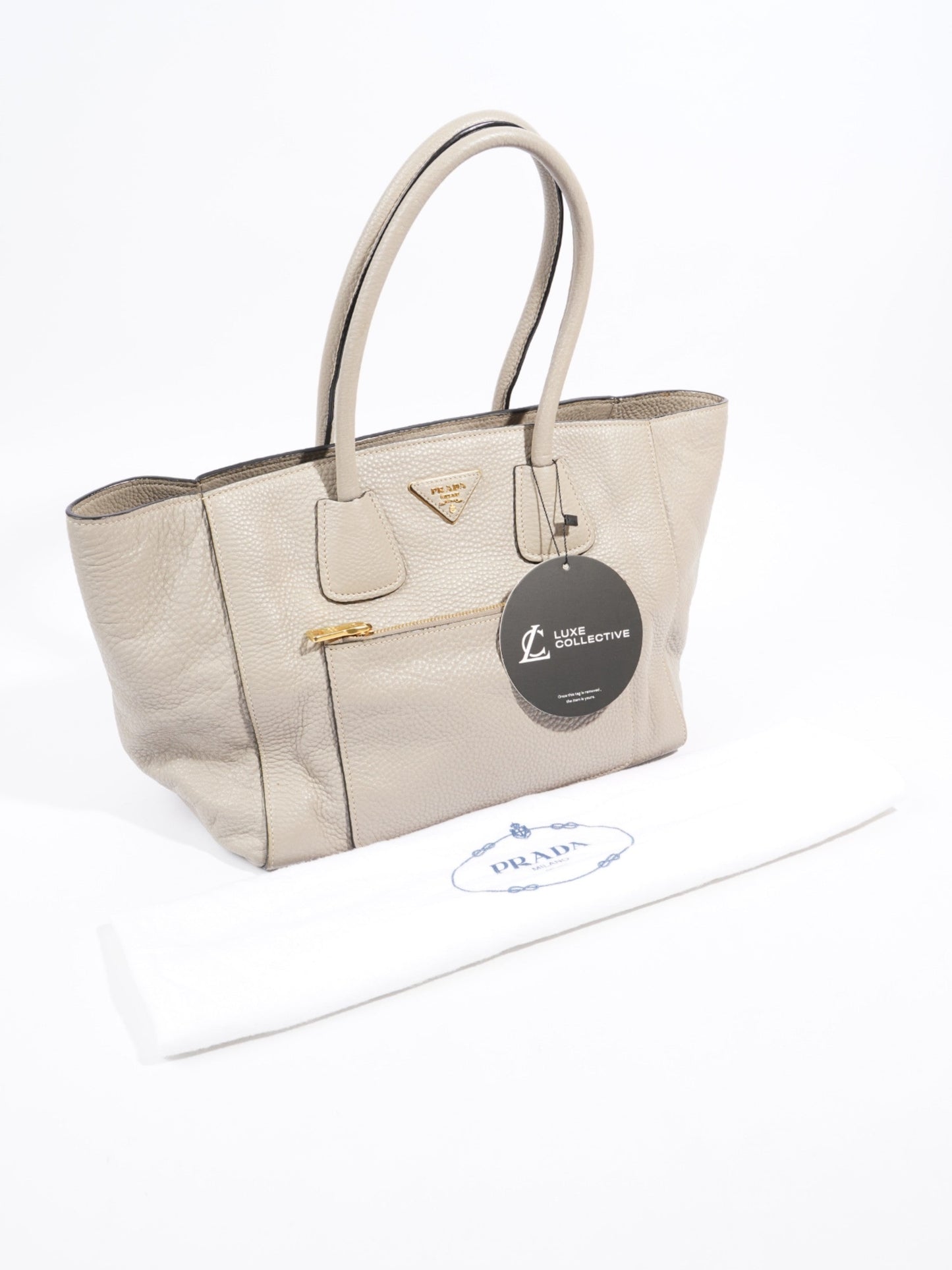 Prada Shopping Tote Grey Leather