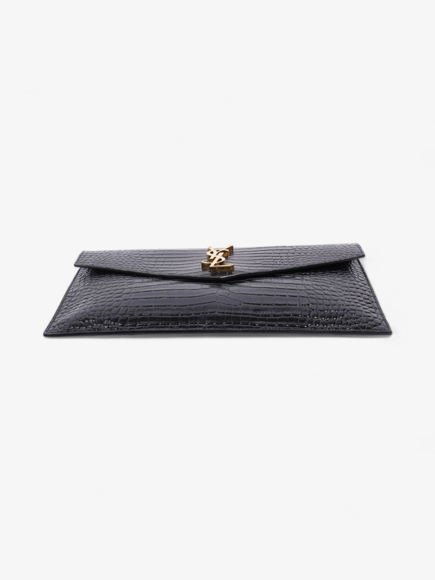 Saint Laurent Uptown Clutch Black Embossed Leather