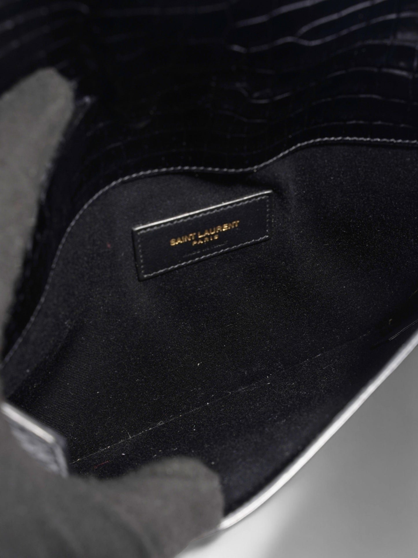 Saint Laurent Uptown Clutch Black Embossed Leather