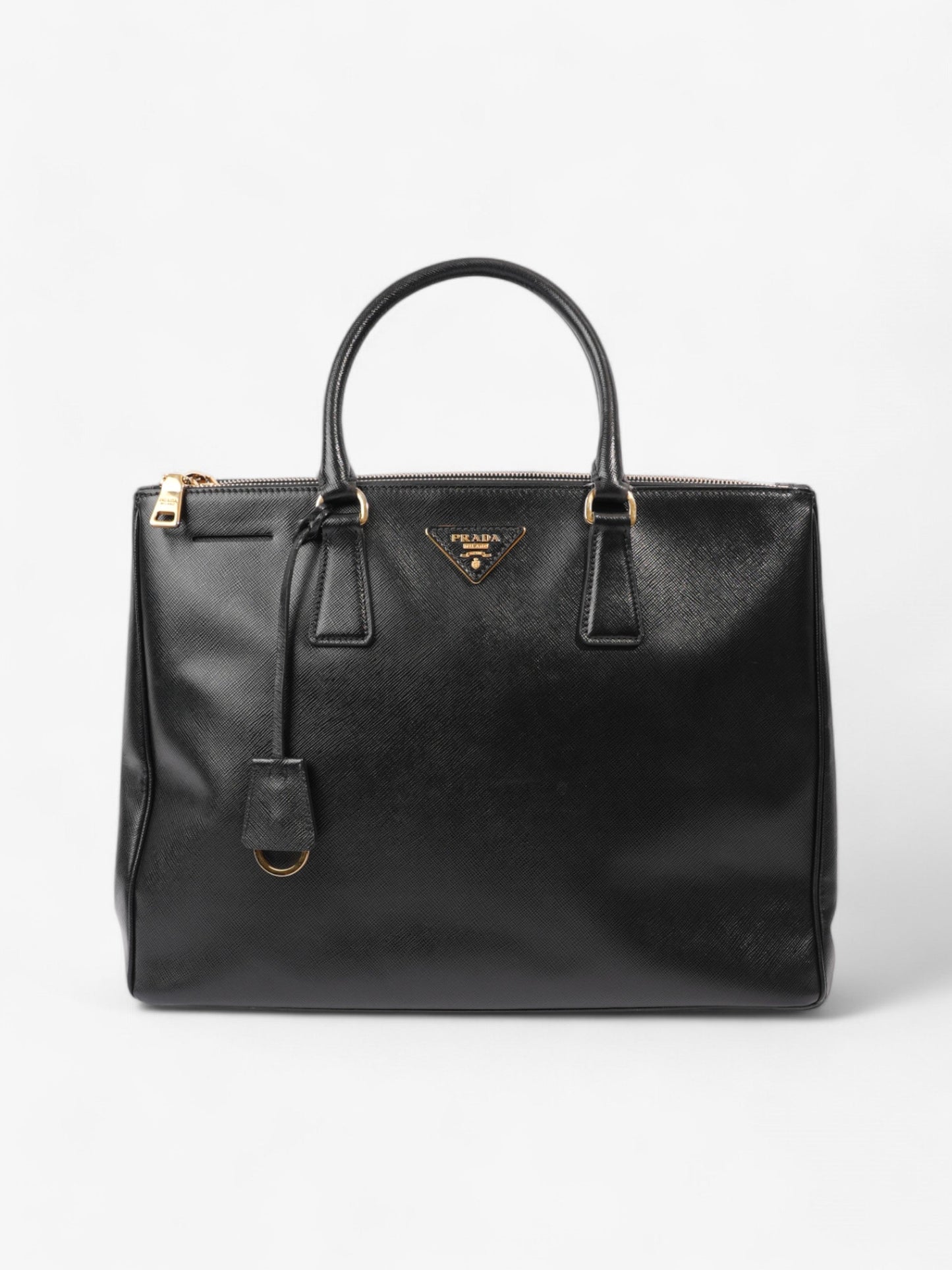 Prada Galleria Double Zip Tote Black Saffiano Leather Large