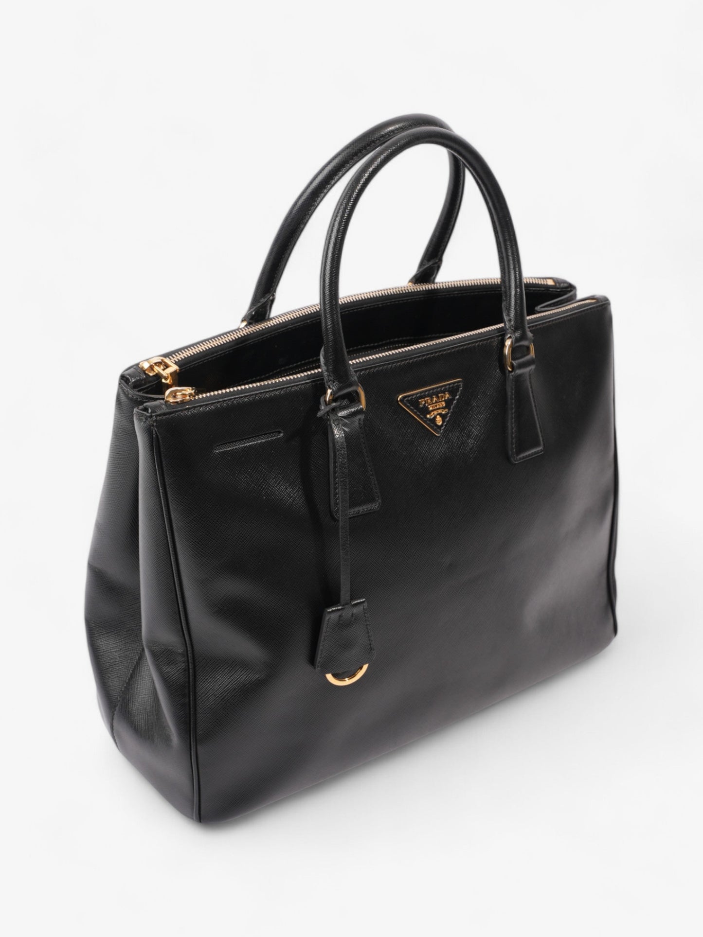 Prada Galleria Double Zip Tote Black Saffiano Leather Large