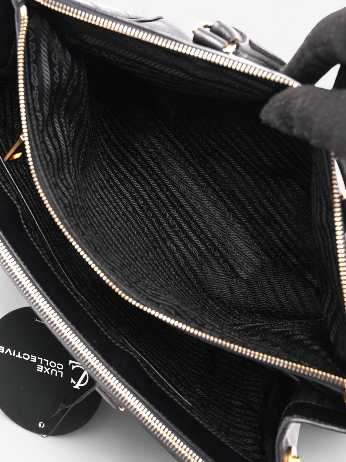 Prada Galleria Double Zip Tote Black Saffiano Leather Large