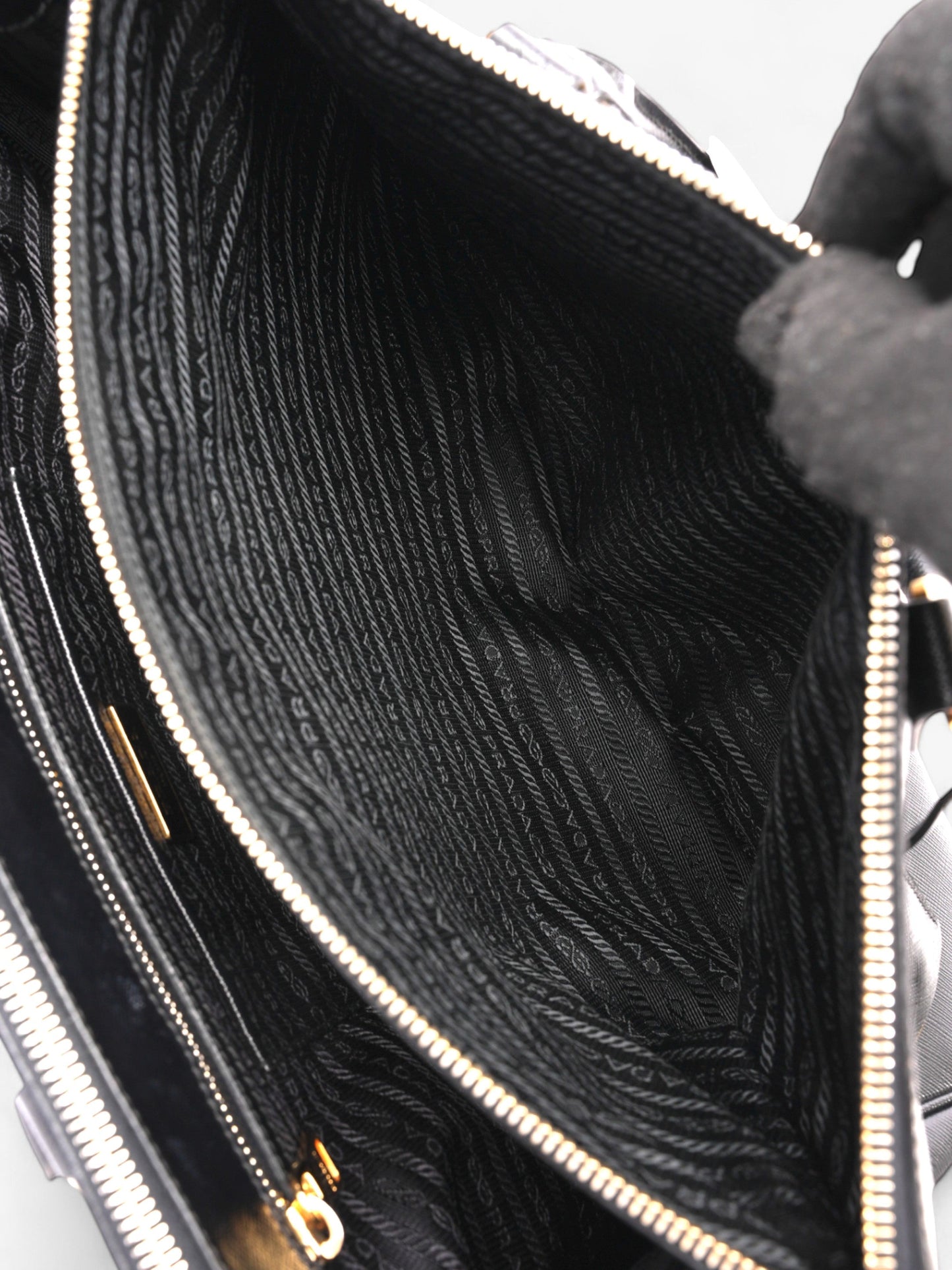 Prada Galleria Double Zip Tote Black Saffiano Leather Large