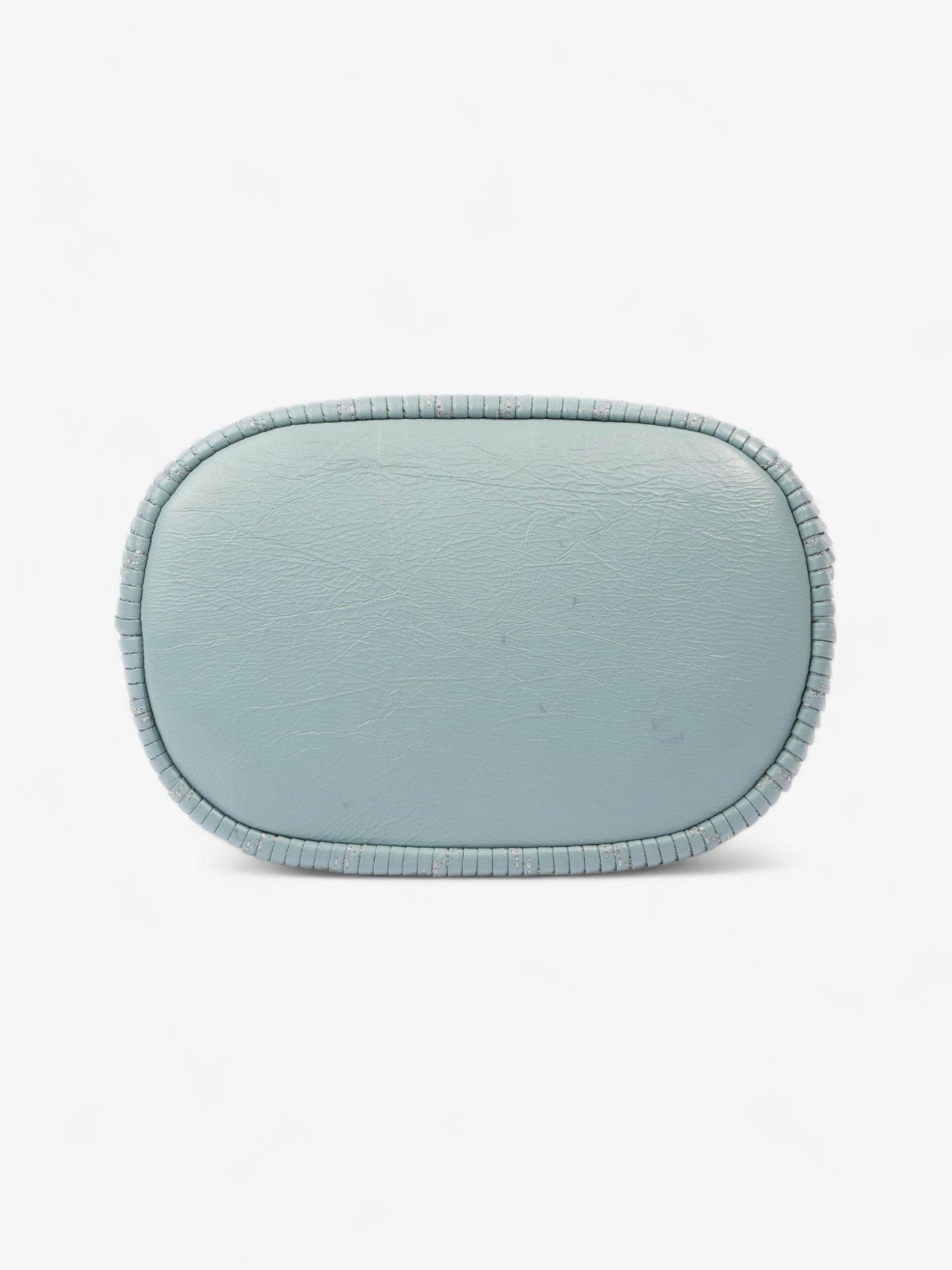 Chanel Pleated Drawstring Light Blue Leather