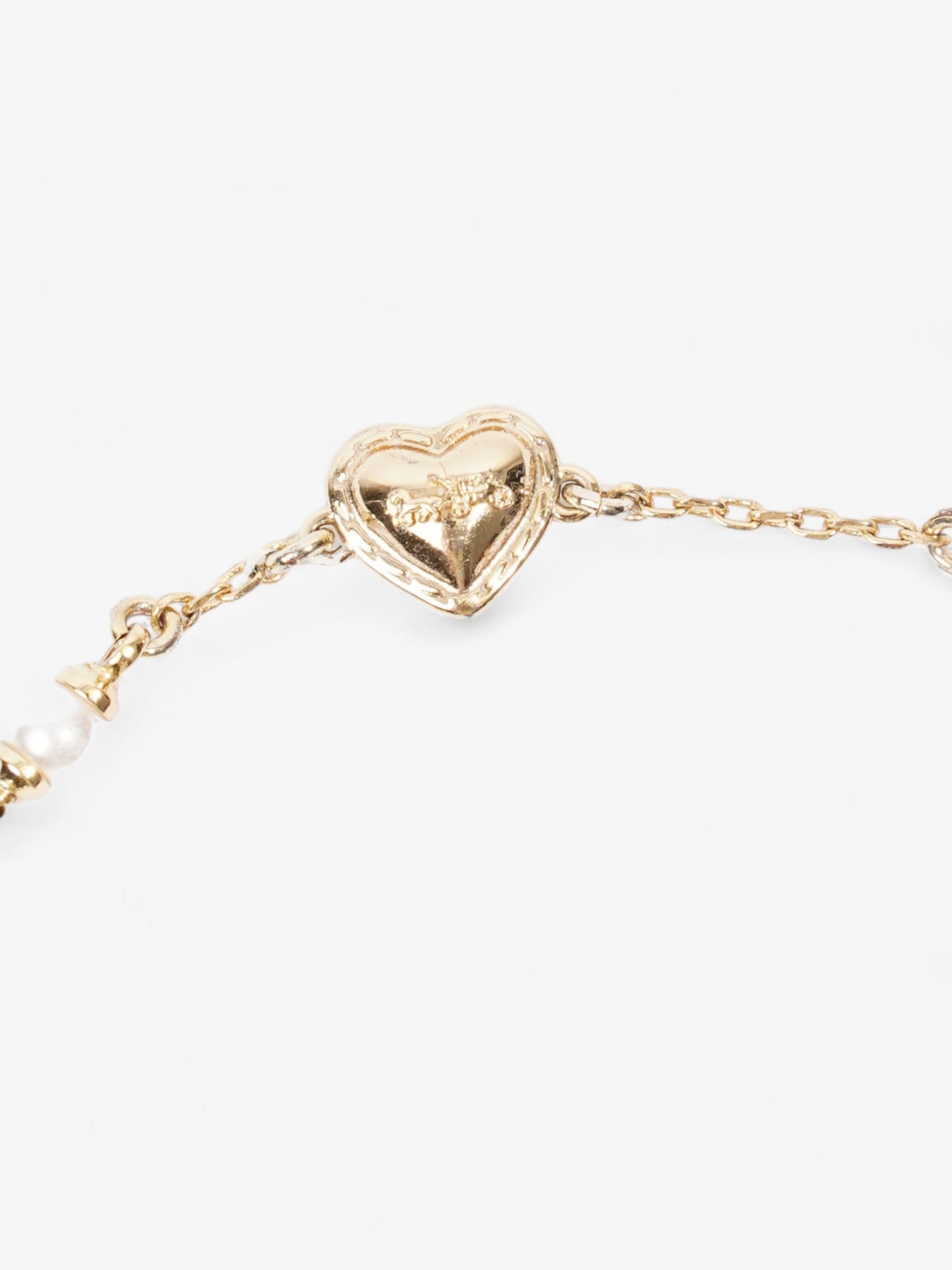 Coach Classic Crystal Pearl Slider Bracelet Gold Brass