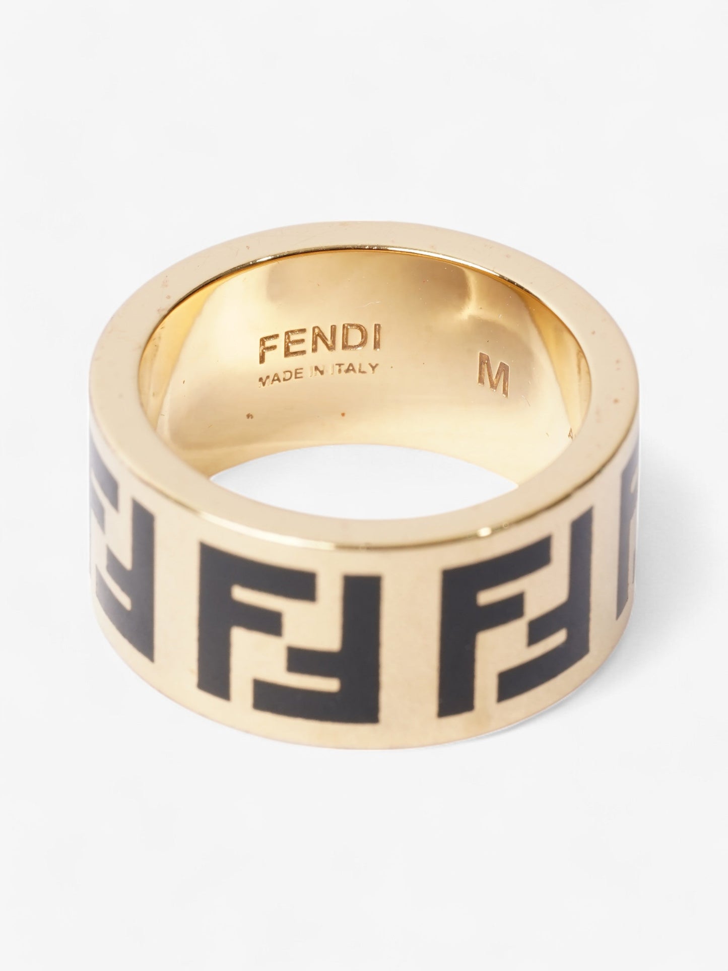 Fendi FF Ring Gold / Black Base Metal Medium - 55mm