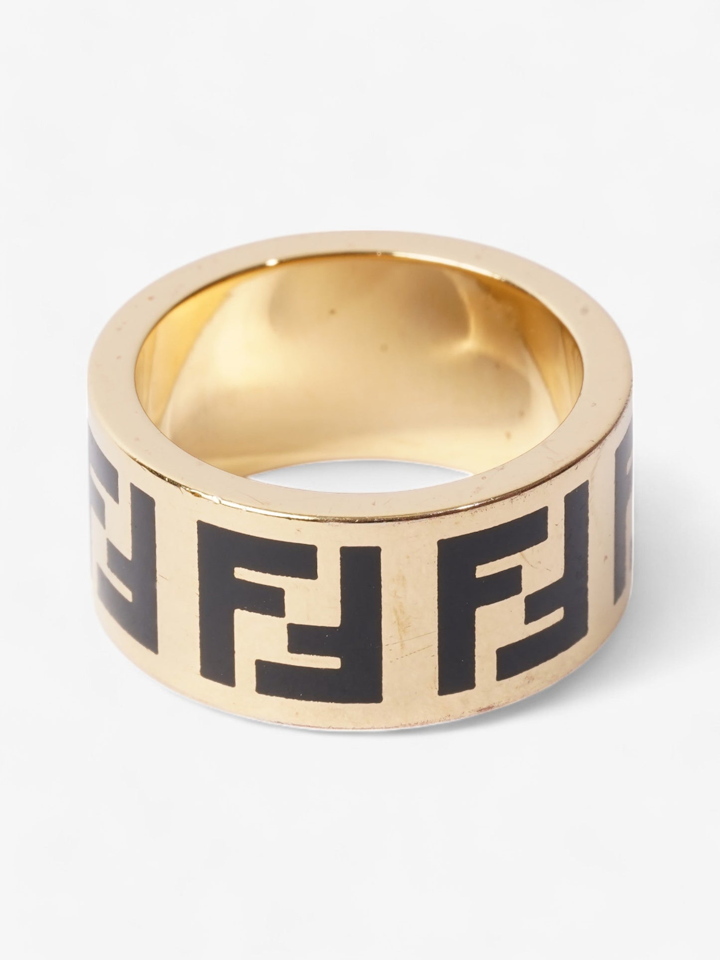 Fendi FF Ring Gold / Black Base Metal Medium - 55mm