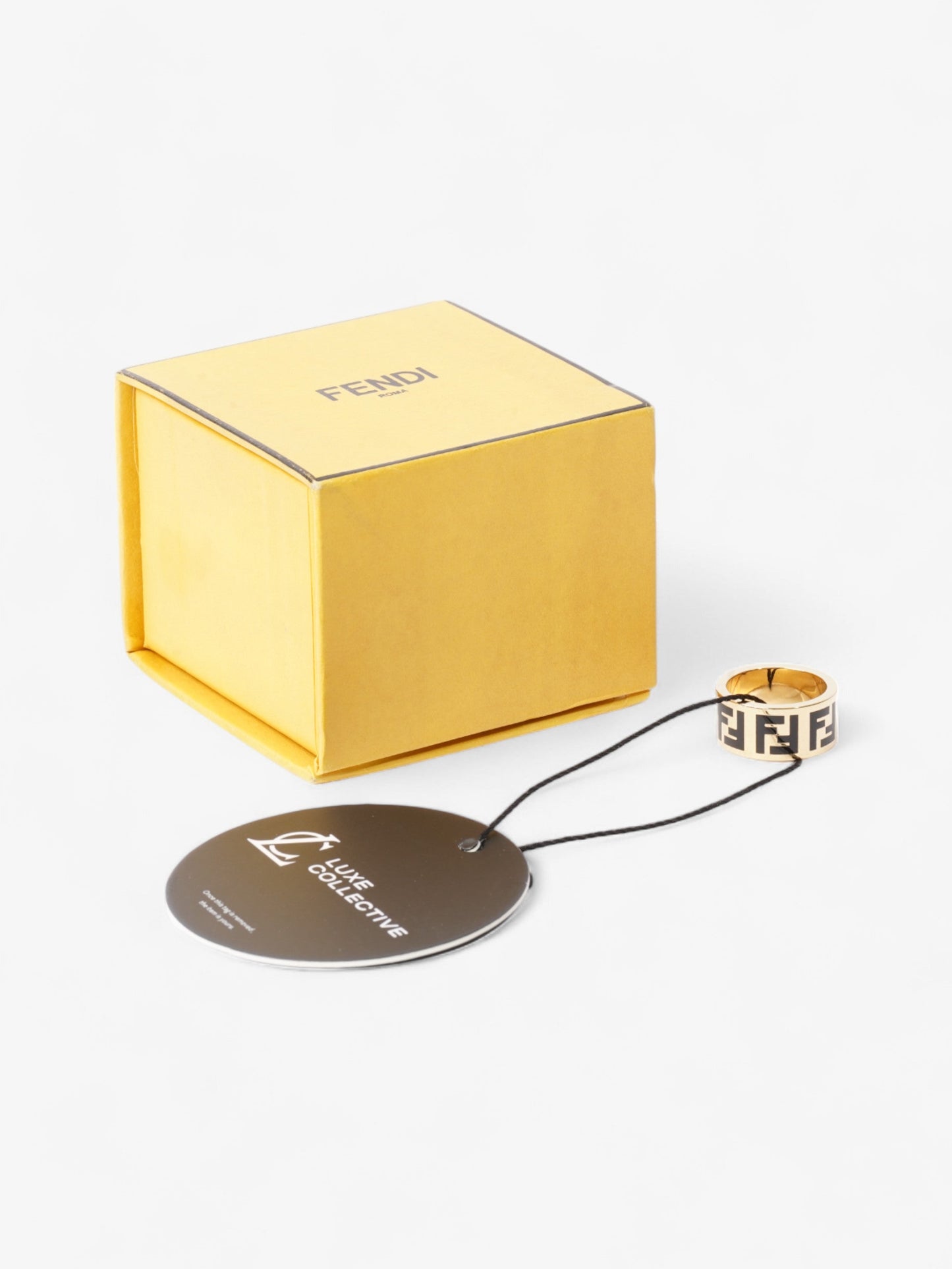 Fendi FF Ring Gold / Black Base Metal Medium - 55mm