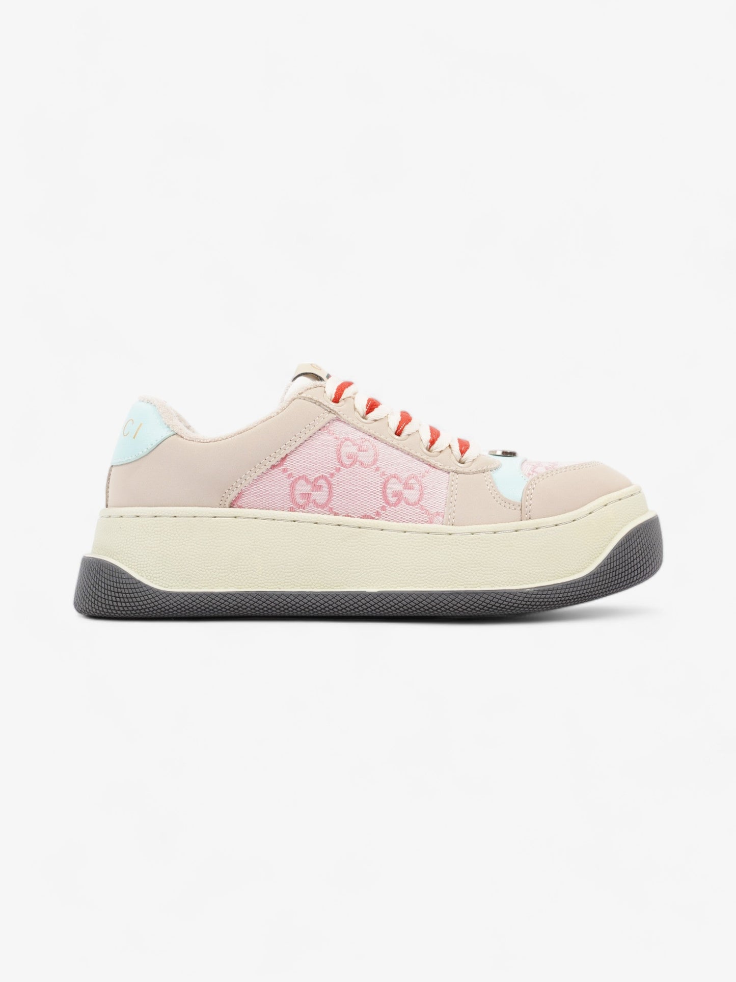 Gucci Screener Sneakers Pink / Beige / Teel Canvas EU 37 UK 4