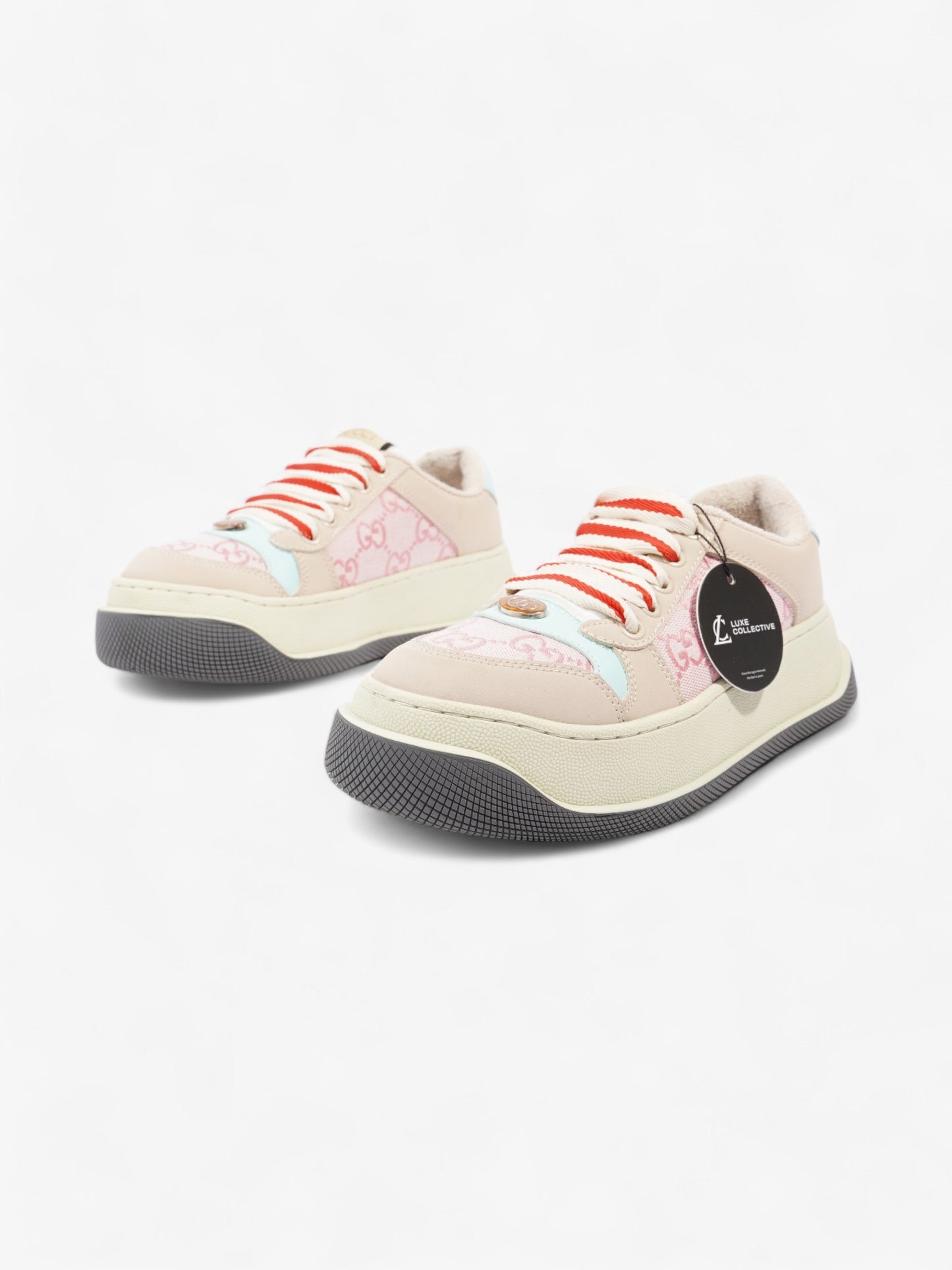 Gucci Screener Sneakers Pink / Beige / Teel Canvas EU 37 UK 4