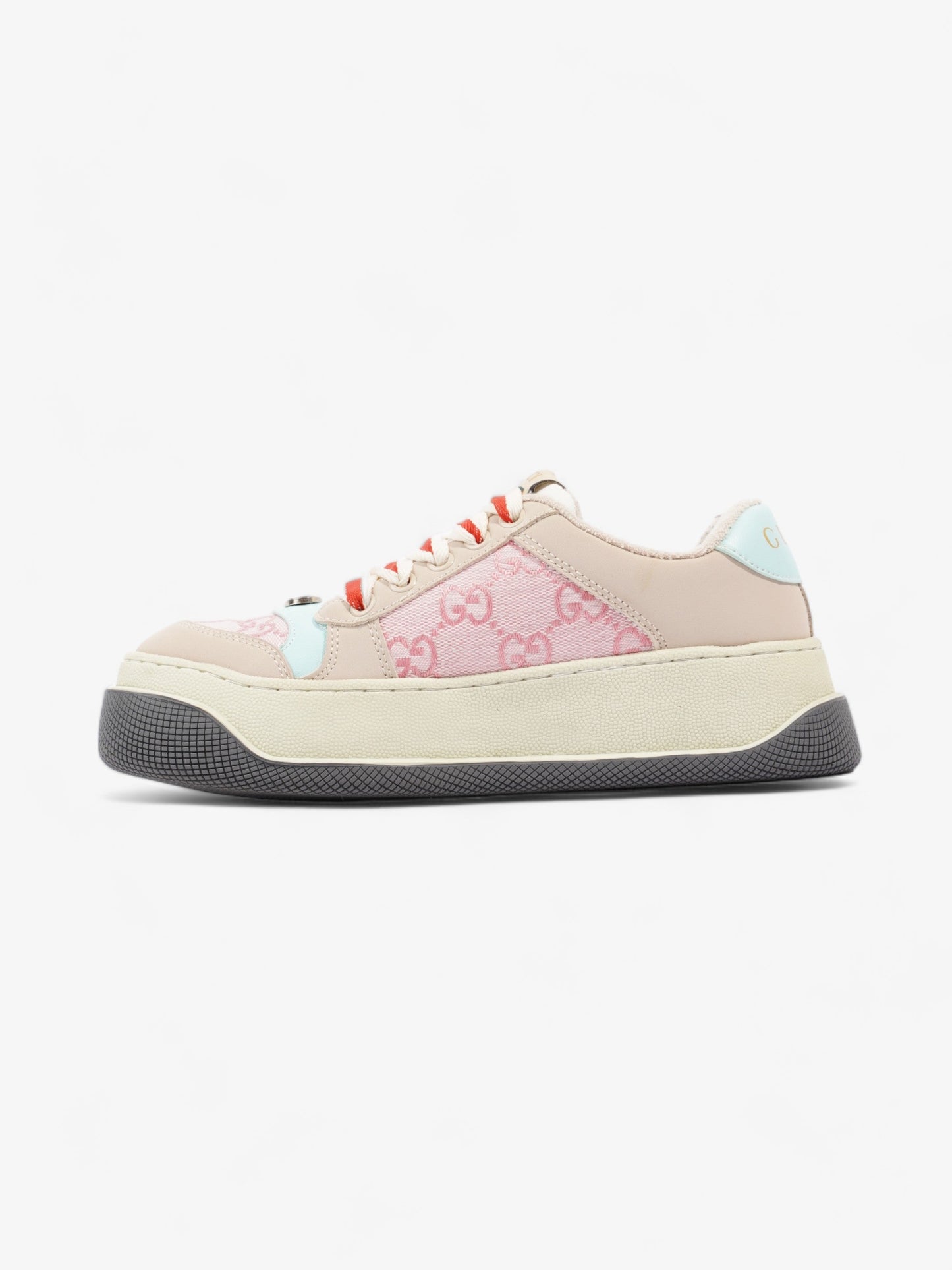 Gucci Screener Sneakers Pink / Beige / Teel Canvas EU 37 UK 4
