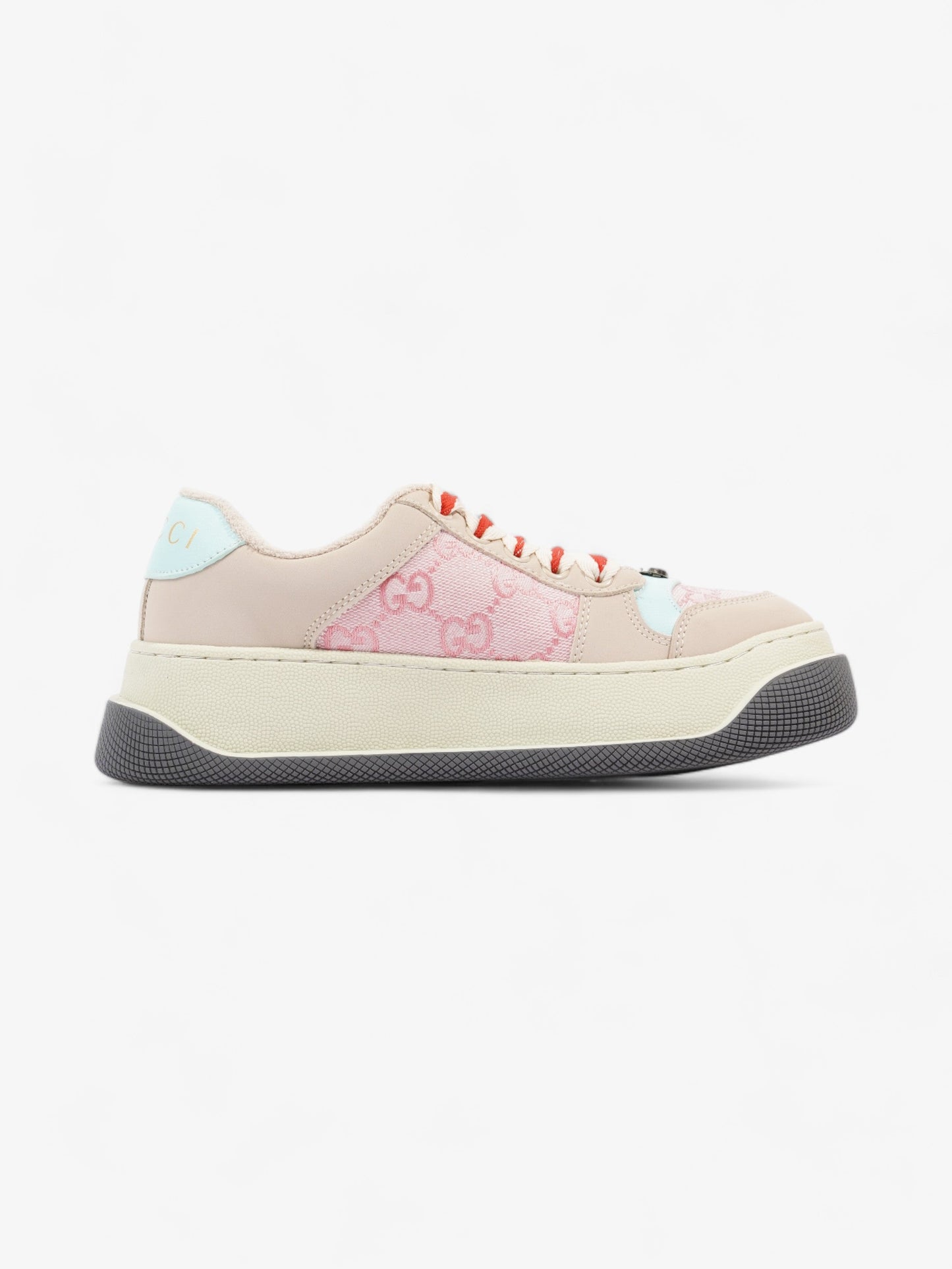 Gucci Screener Sneakers Pink / Beige / Teel Canvas EU 37 UK 4
