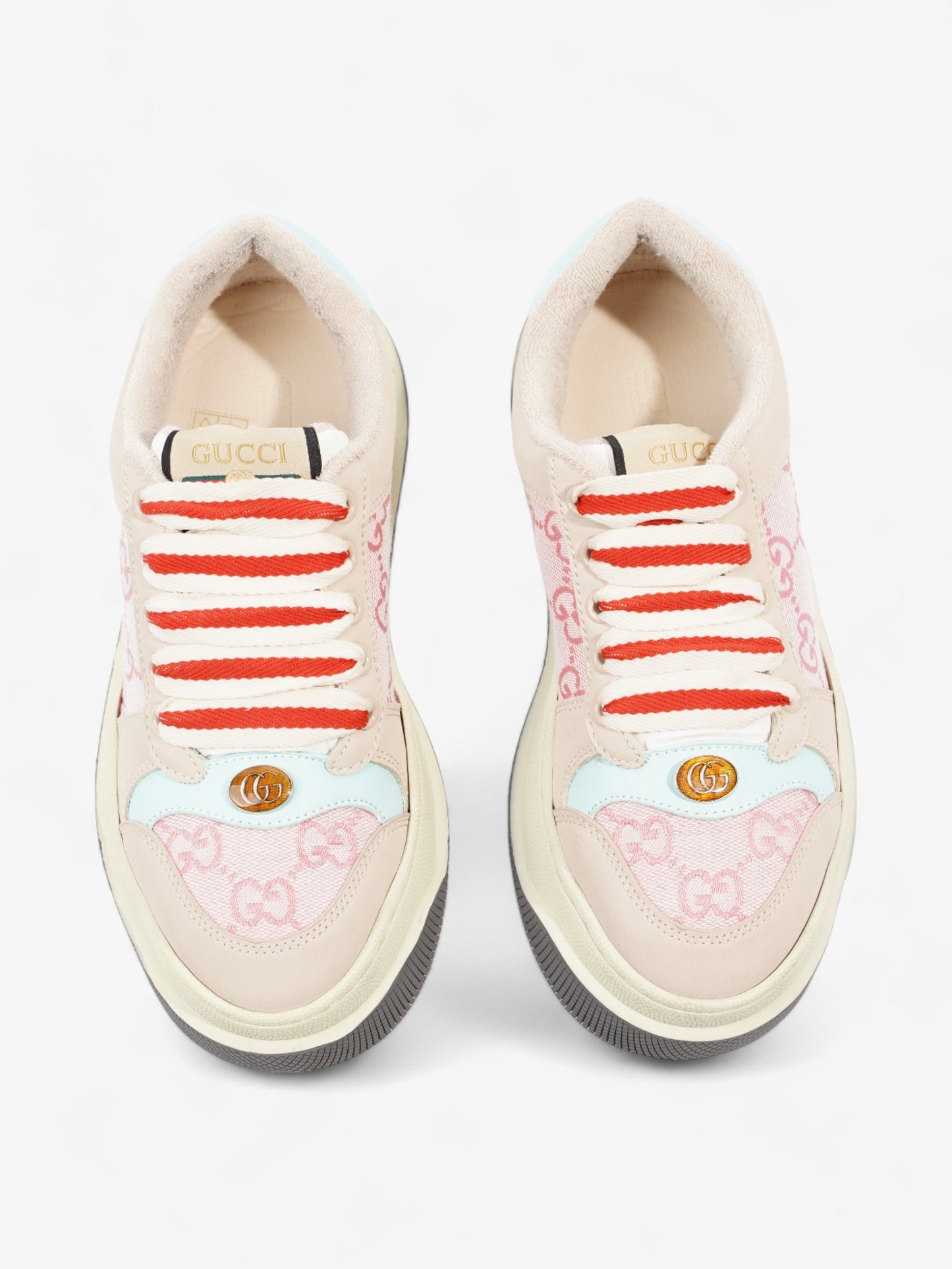 Gucci Screener Sneakers Pink / Beige / Teel Canvas EU 37 UK 4