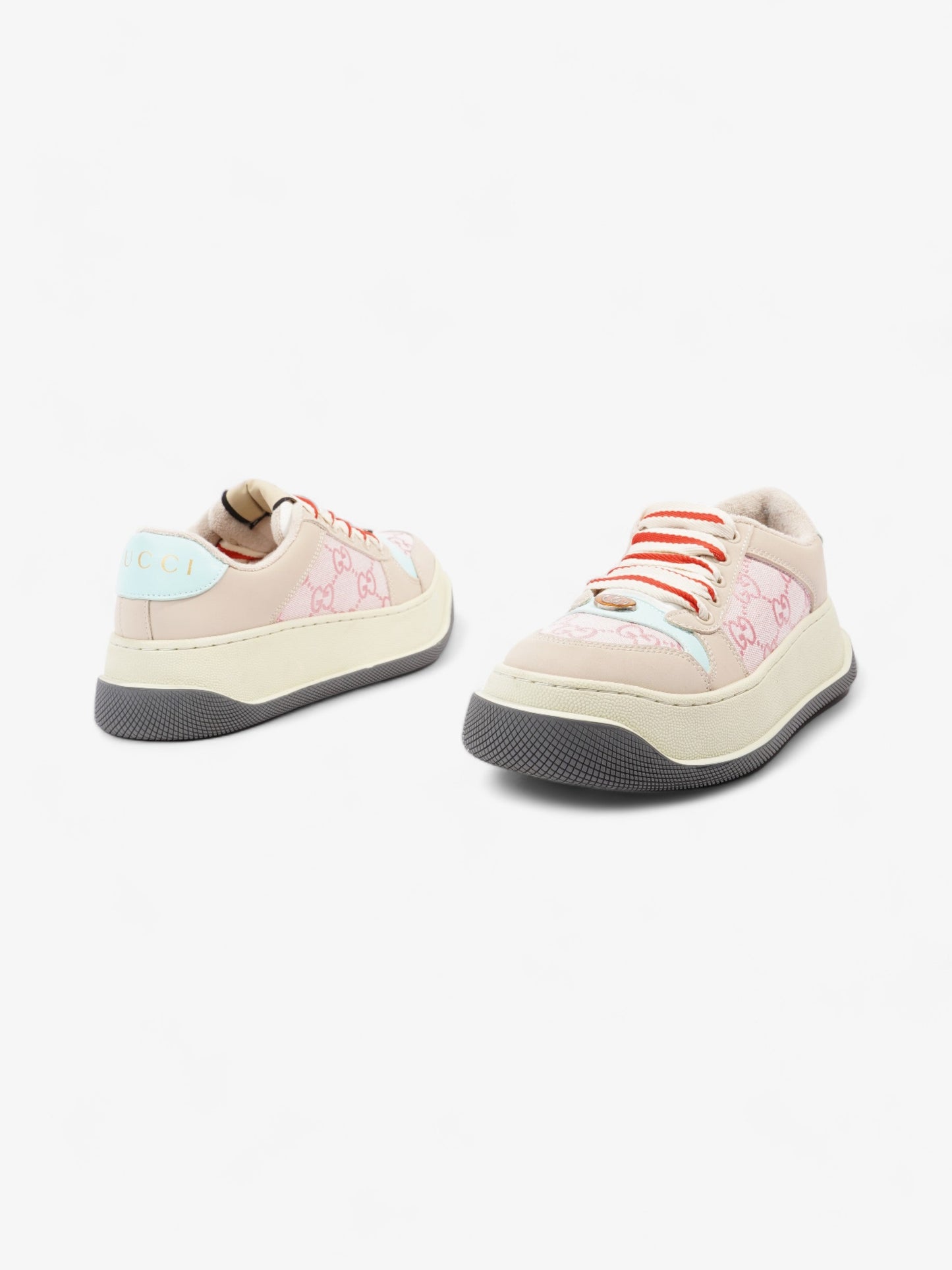 Gucci Screener Sneakers Pink / Beige / Teel Canvas EU 37 UK 4