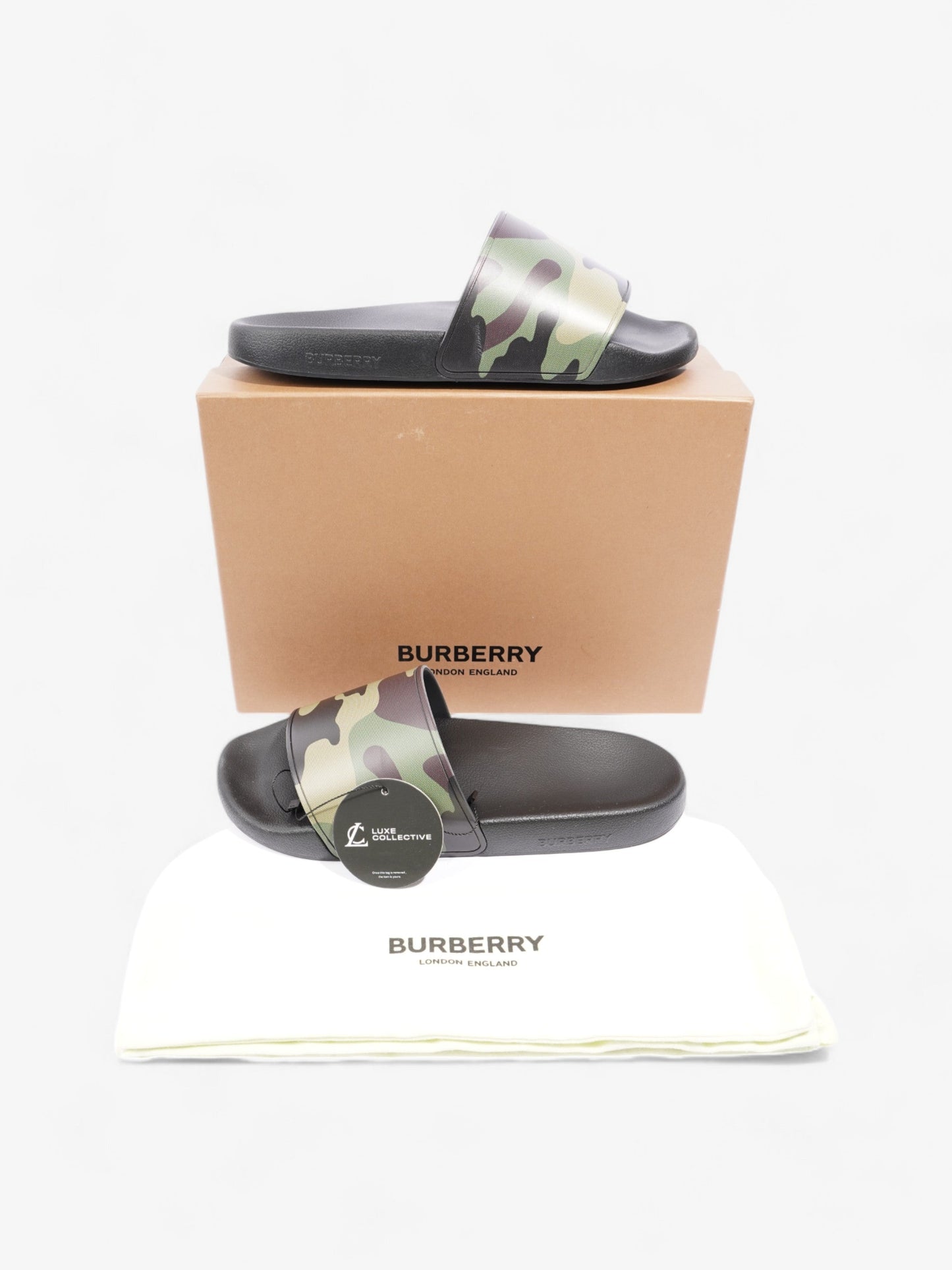 Burberry Camo Slides Khaki / Black Rubber EU 41 UK 7