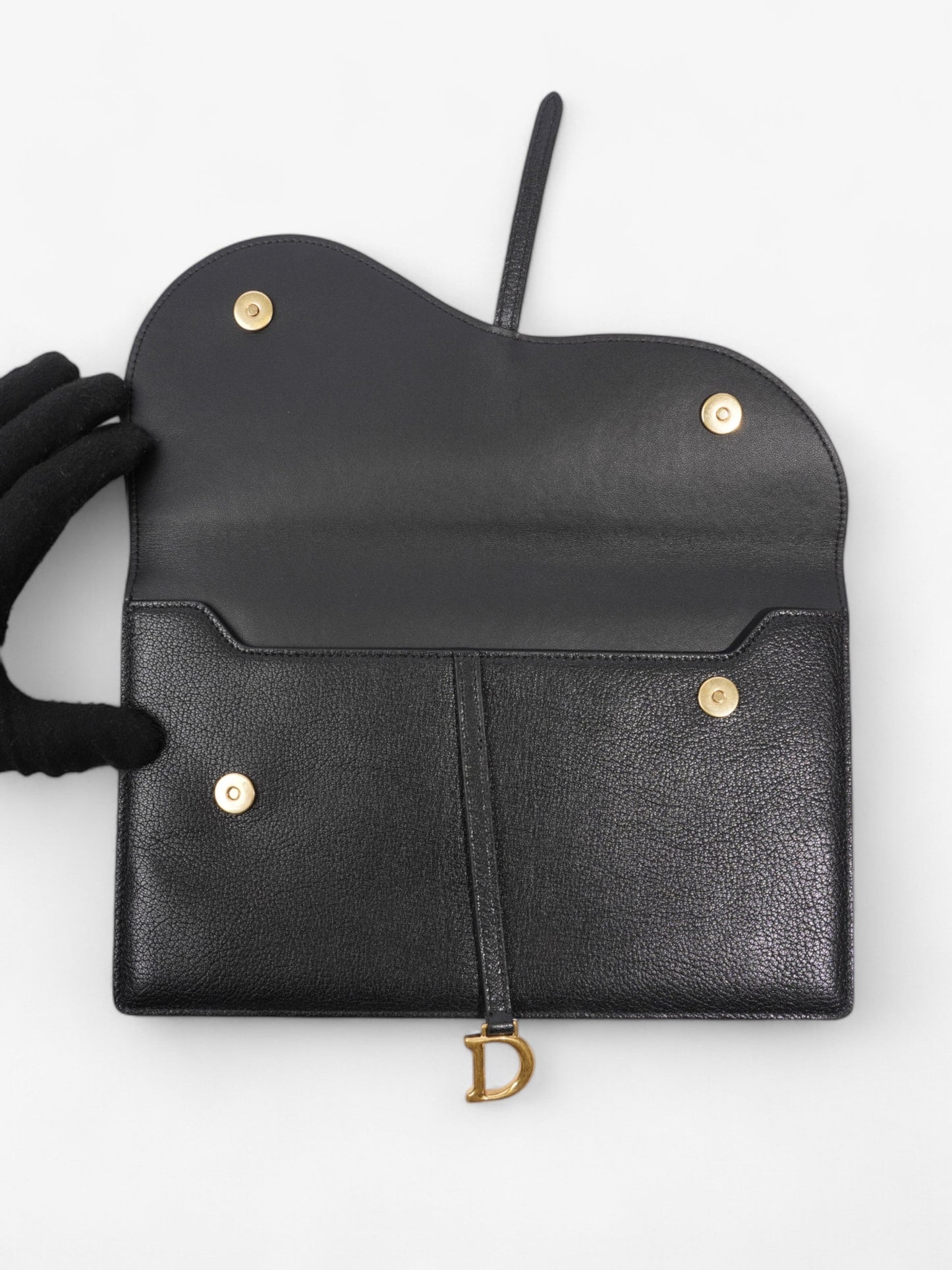 Christian Dior Saddle Pouch Black Leather