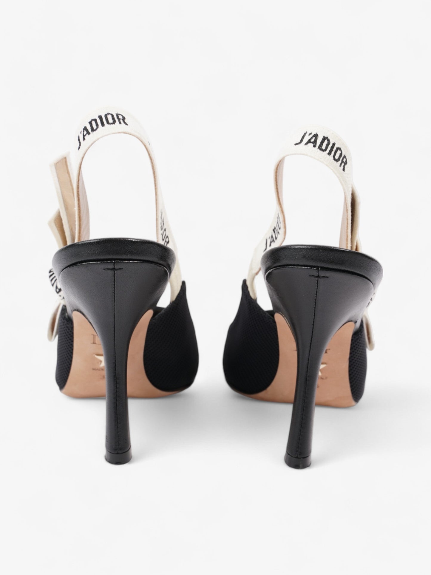 Christian Dior J'Adior Slingback Pump 100 Black / White Fabric EU 38.5 UK 5.5