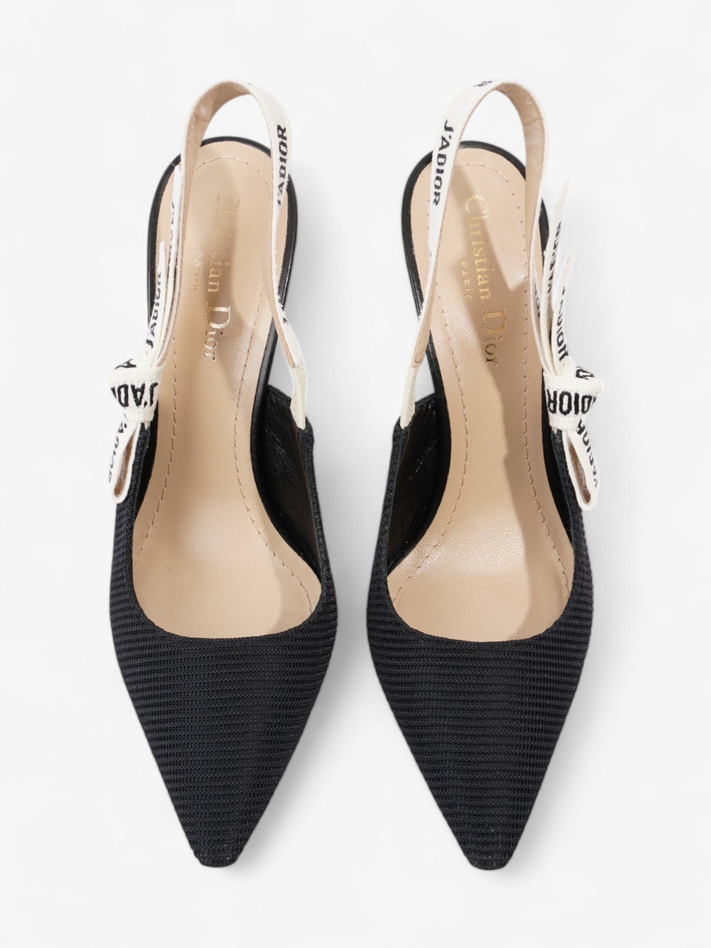 Christian Dior J'Adior Slingback Pump 100 Black / White Fabric EU 38.5 UK 5.5