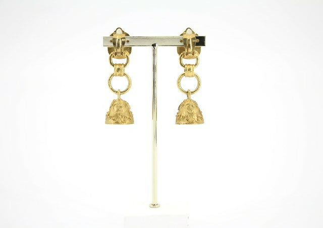 Chanel Vintage 94A Grapevine Gold-plated Red Bell Clip-on Earrings