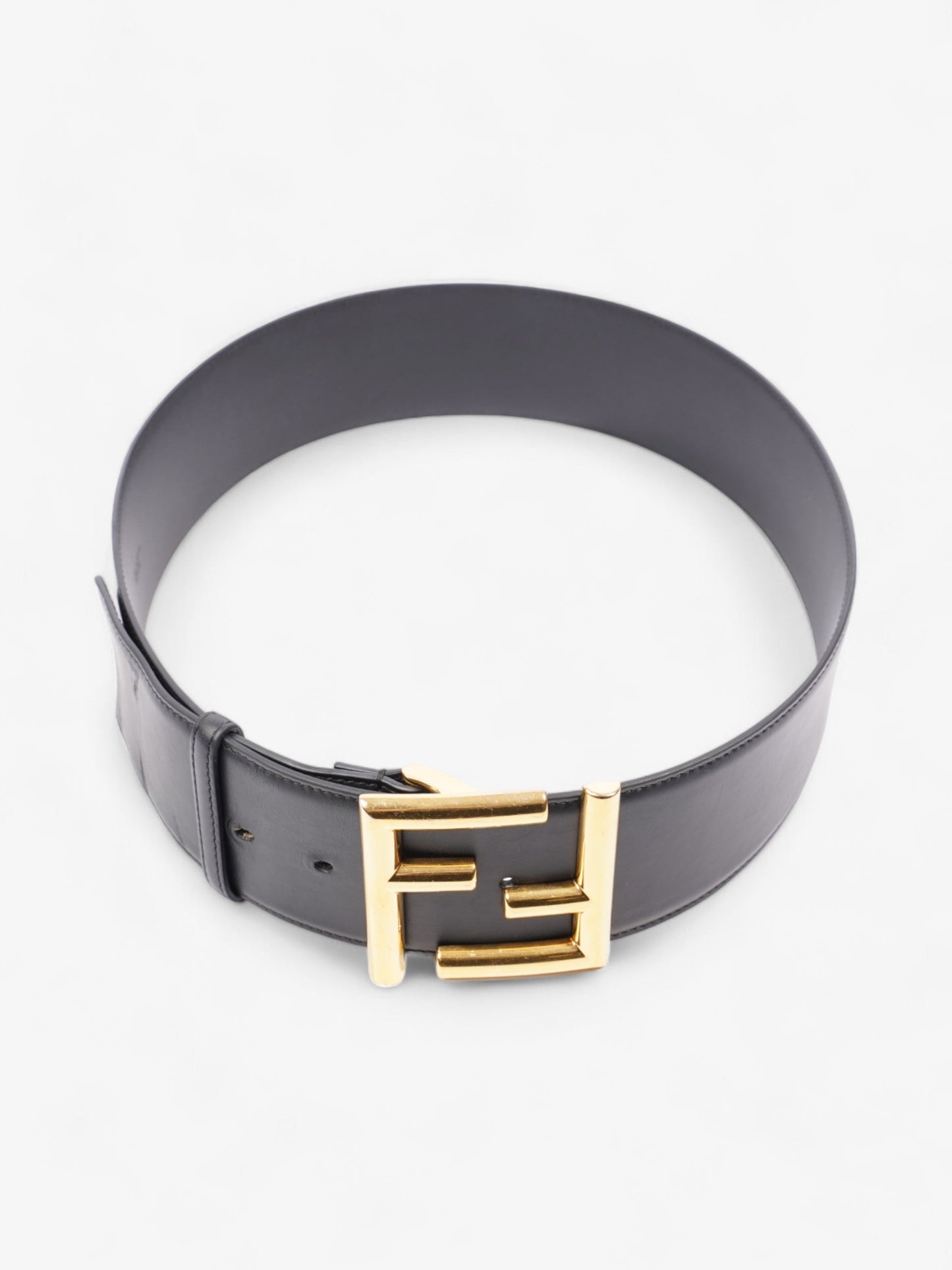 Fendi FF-Motif Wide Belt Black / Gold Leather 85cm / 34"