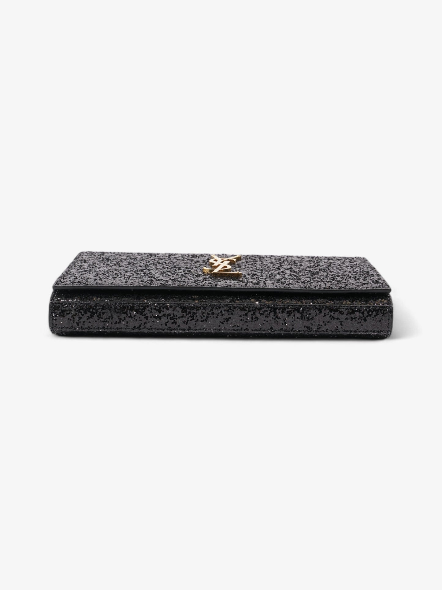 Saint Laurent Kate Chain Wallet Black Glitter Small