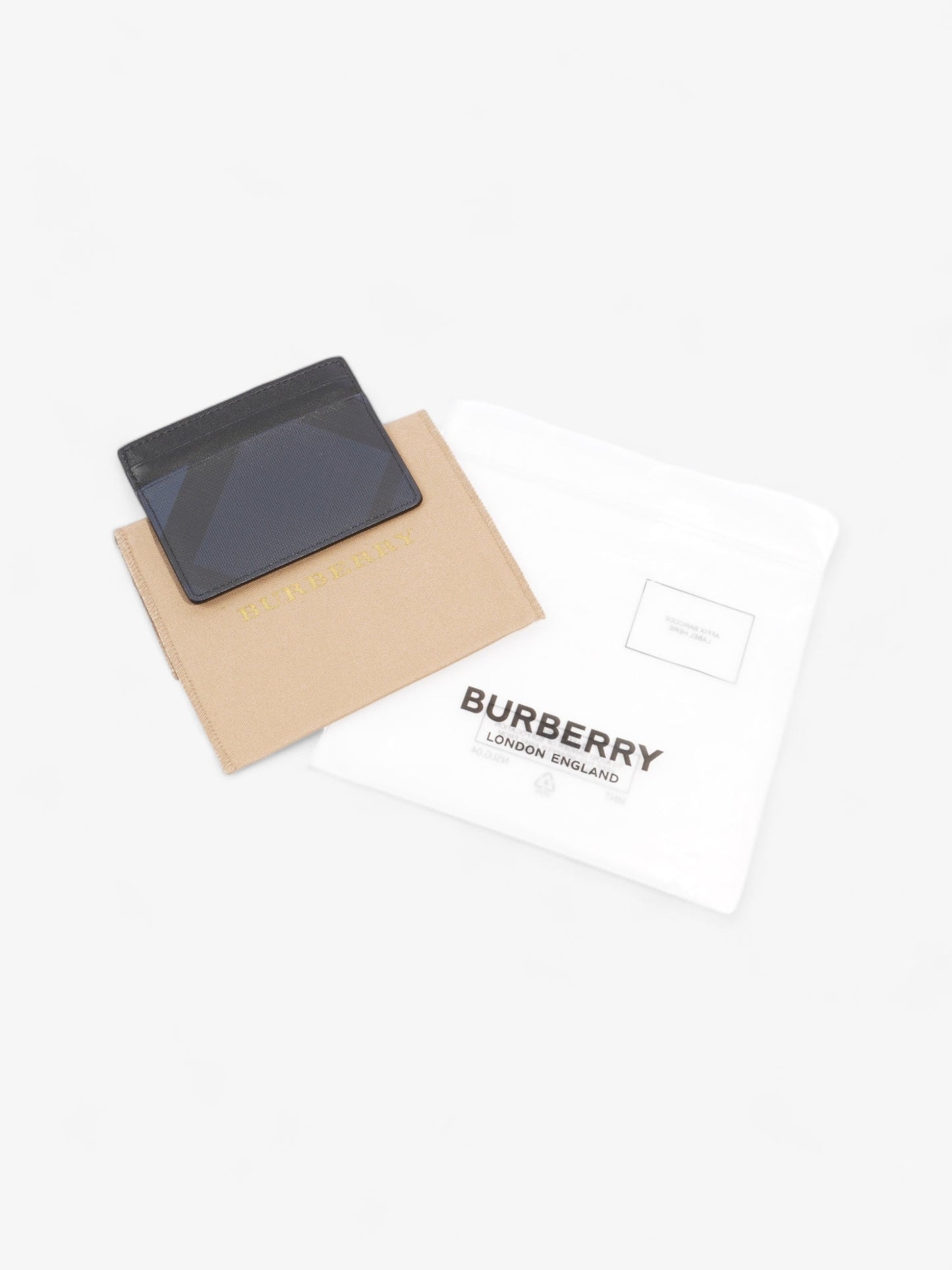 Burberry London Check Card Holder Navy Blue / Black Polyurethane