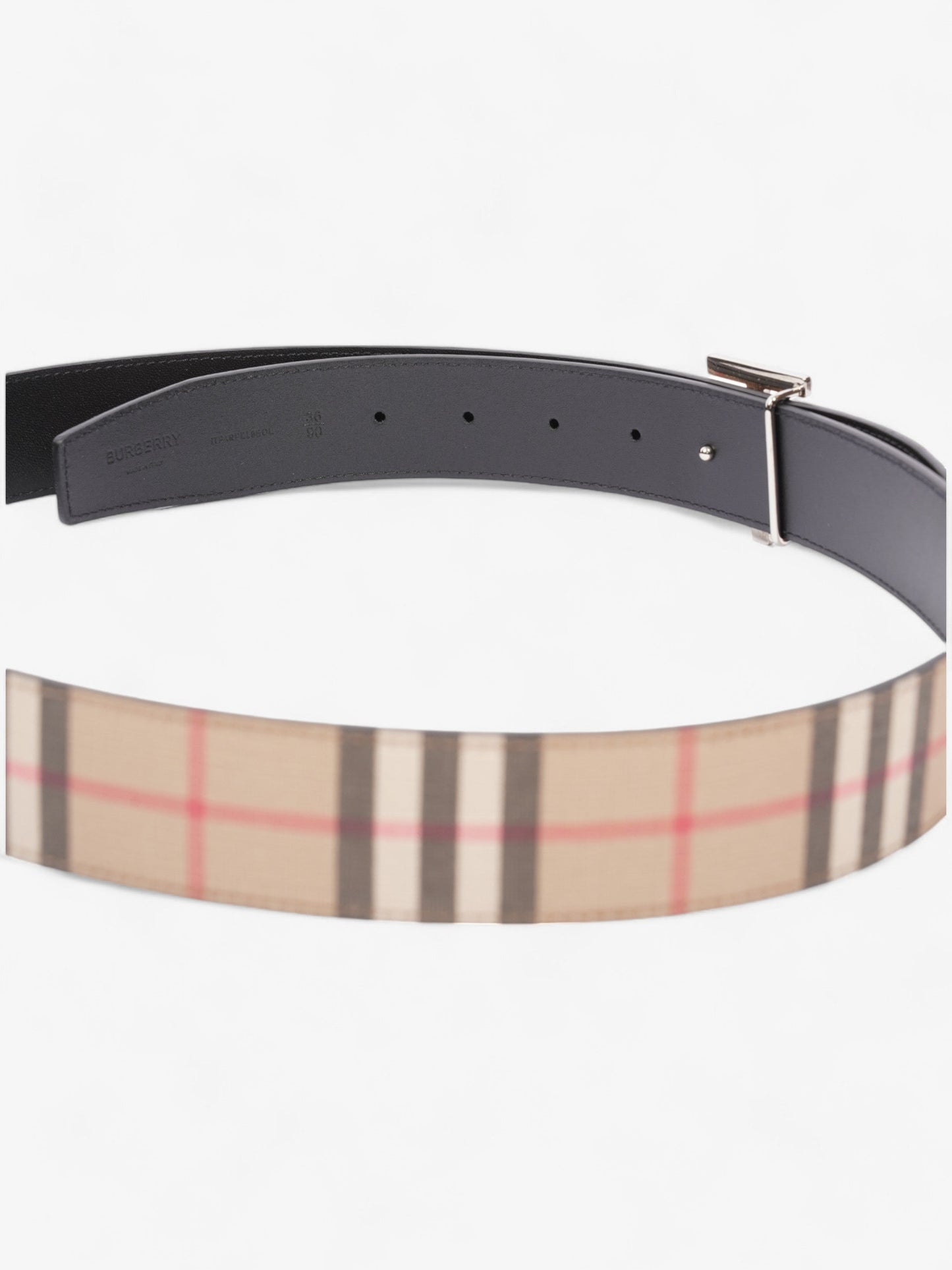 Burberry Reversible Check Belt Vintage Check Coated Canvas 90cm 36"