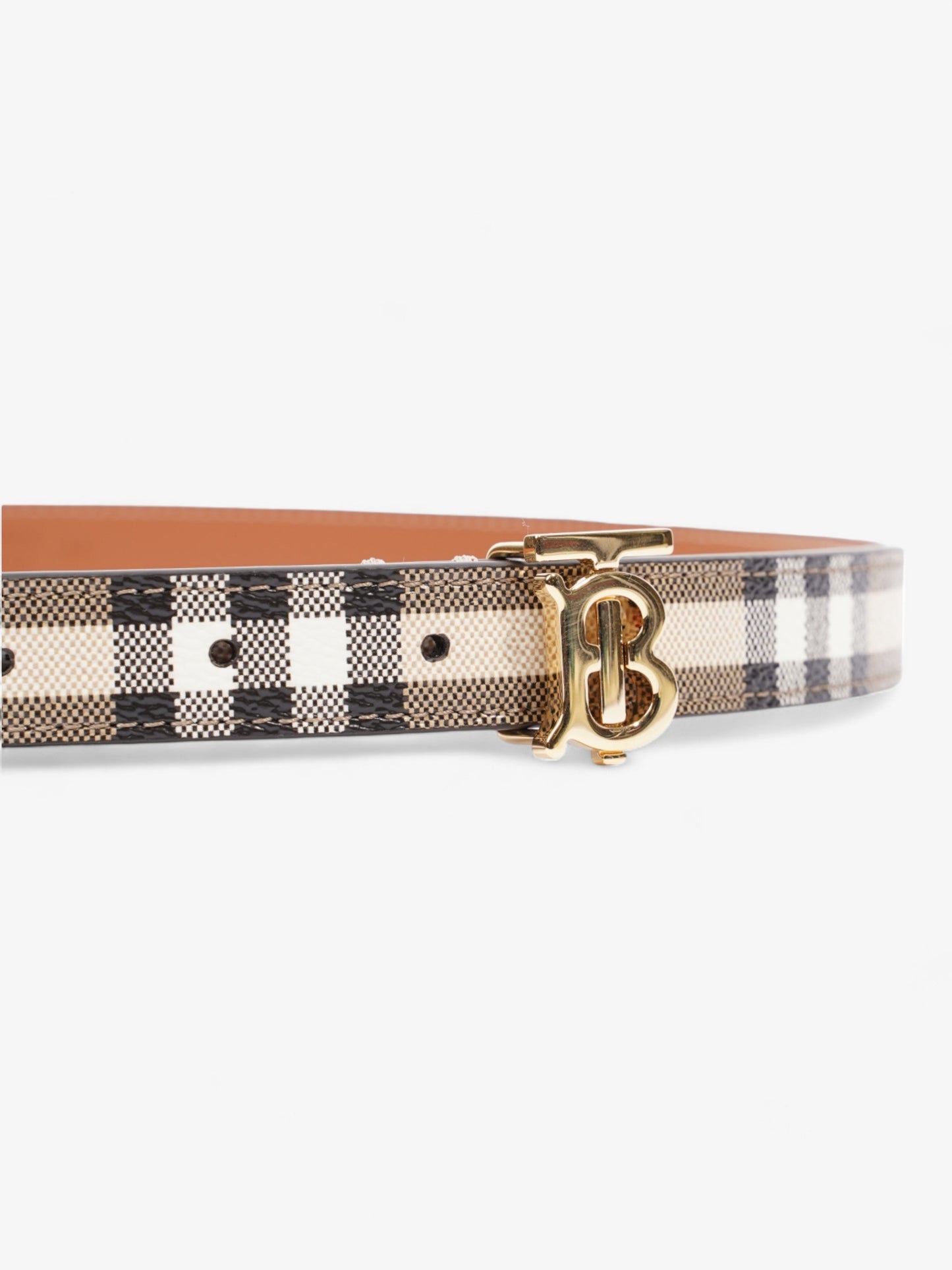 Burberry TB Belt Vintage Check / Gold Canvas Medium - 101cm