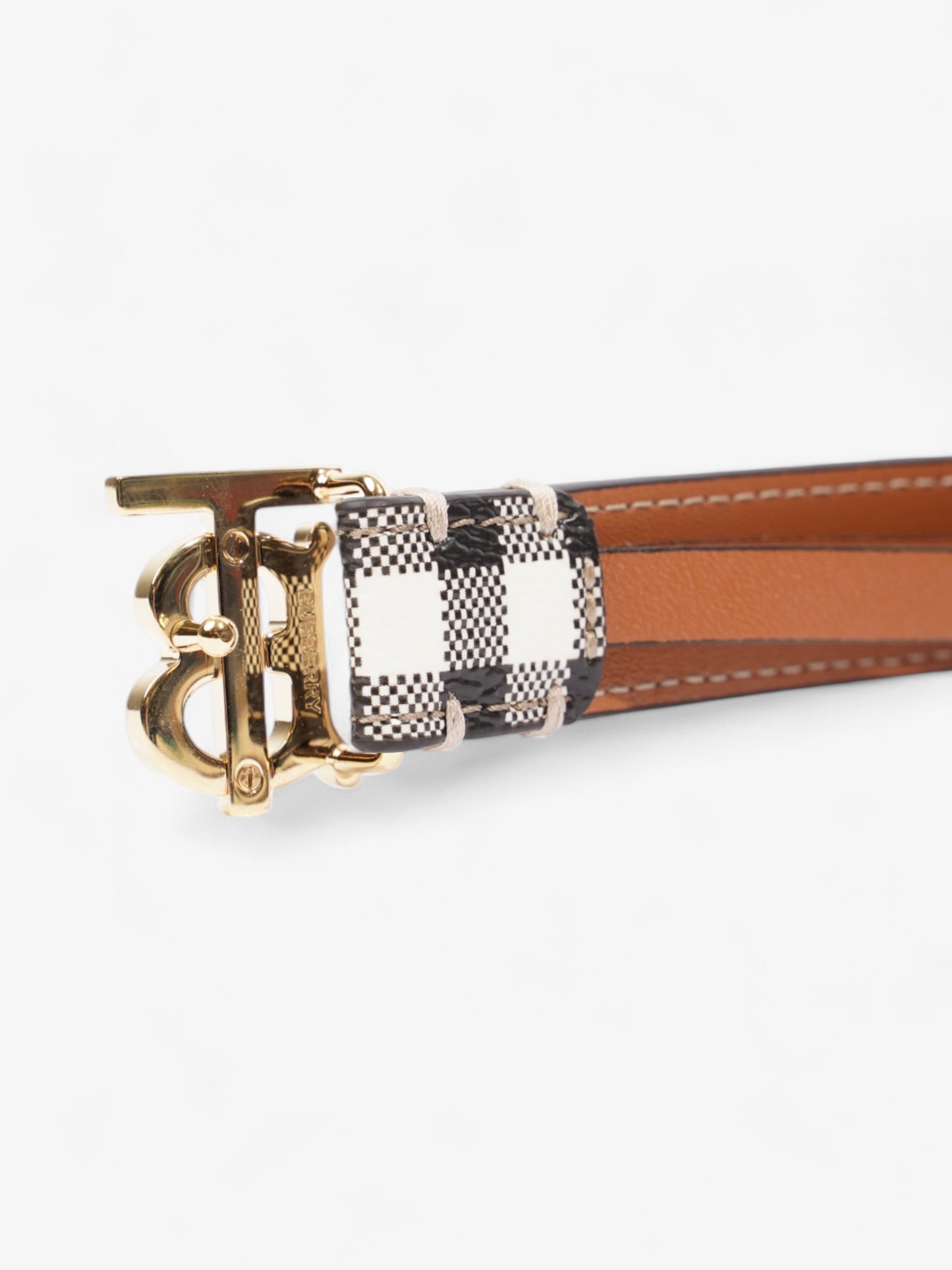 Burberry TB Belt Vintage Check / Gold Canvas Medium - 101cm