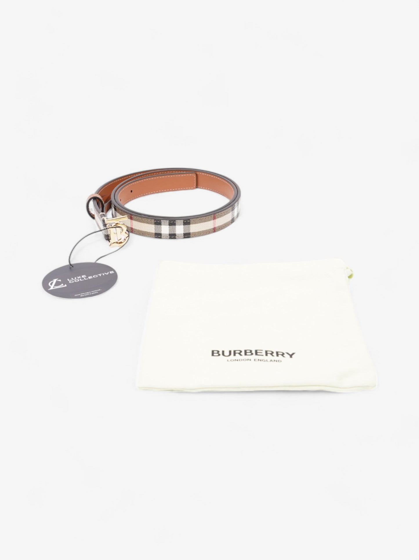 Burberry TB Belt Vintage Check / Gold Canvas Medium - 101cm