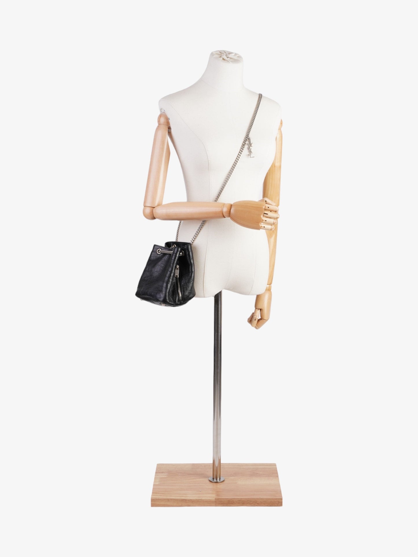 Saint Laurent Emmanuelle Baby Black Embossed Leather