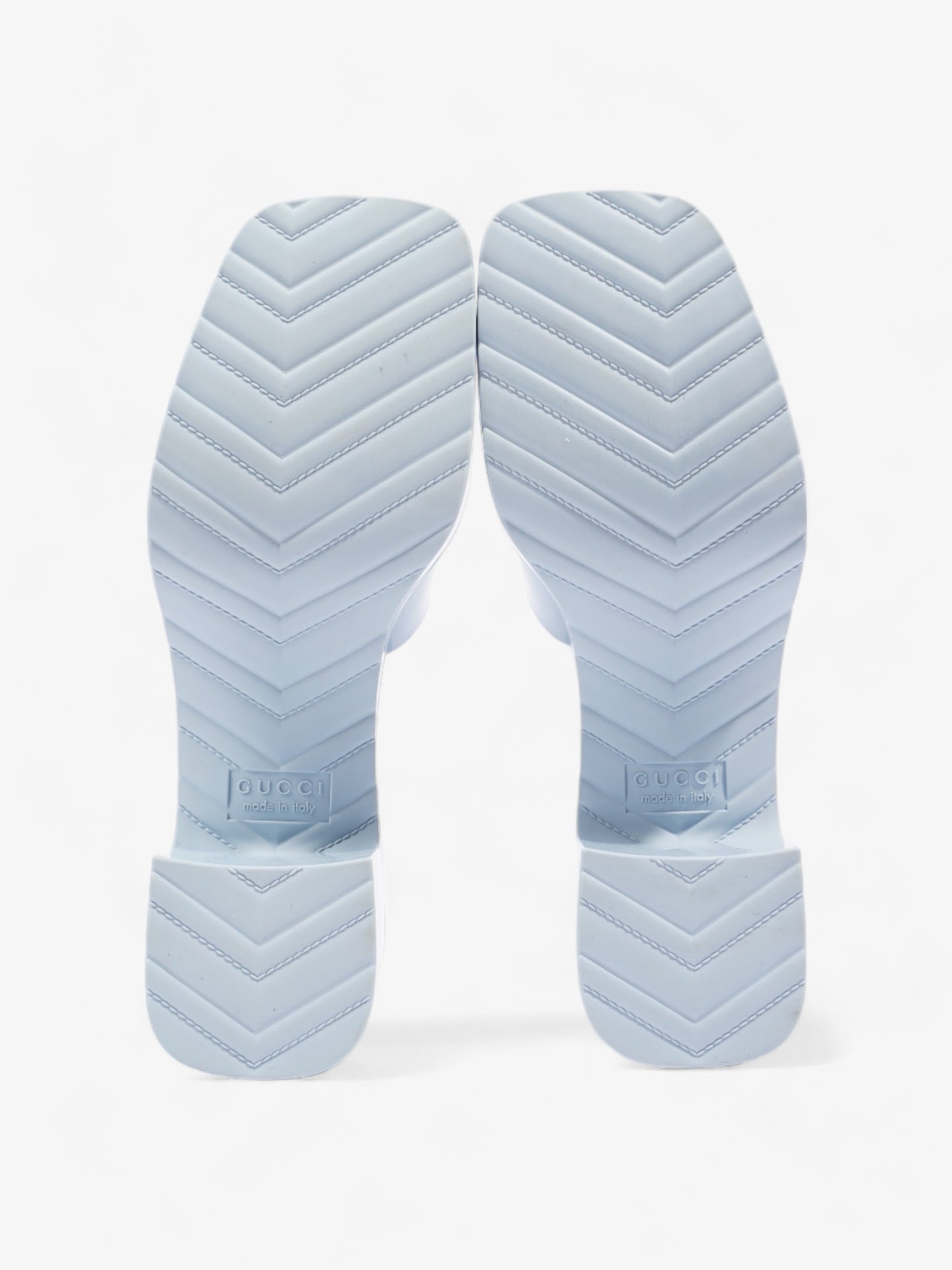 Gucci Logo Platform Slide Sandal 50mm Light Blue Rubber EU 37 UK 4