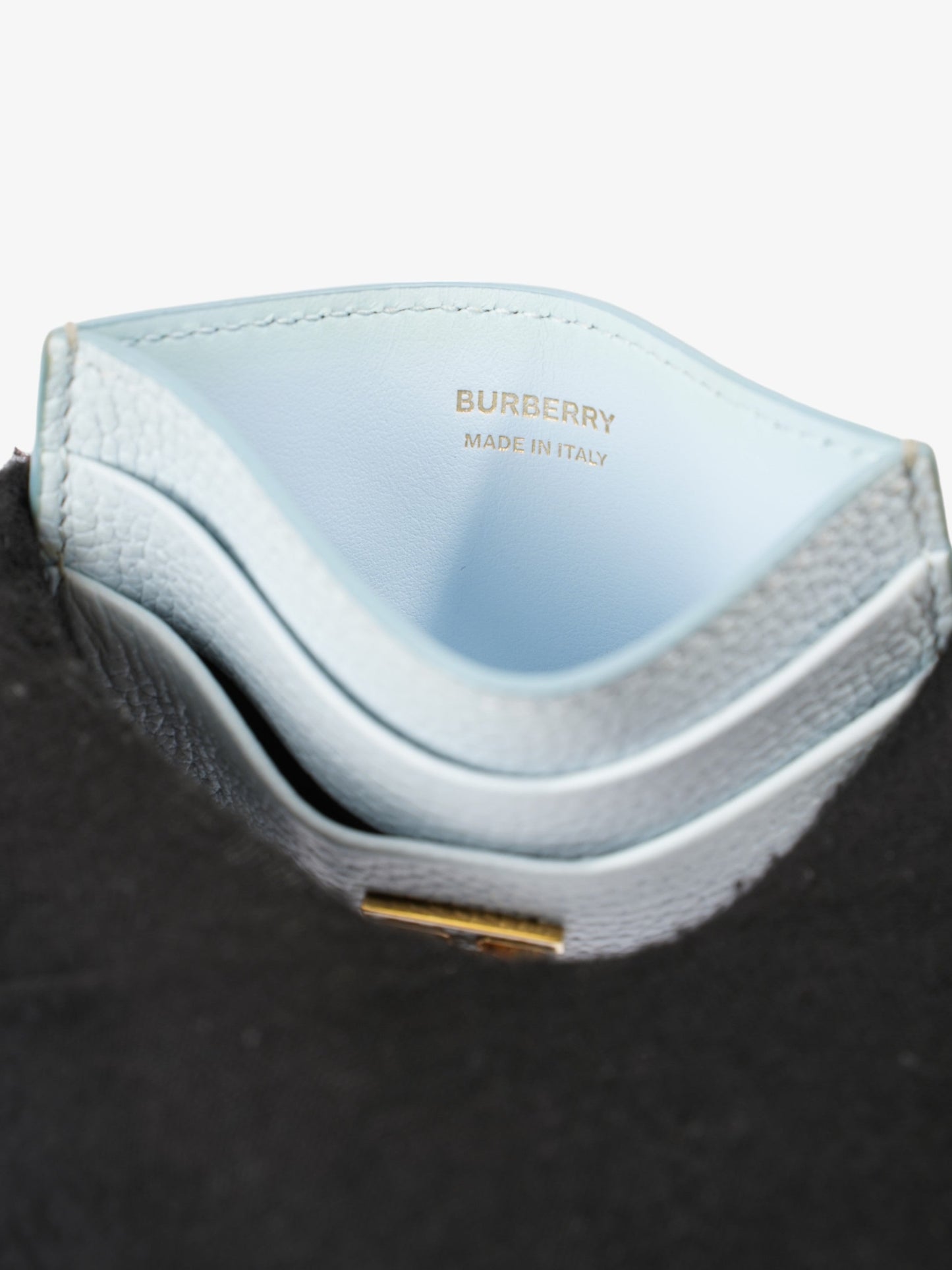 Burberry TB Card Holder Light Blue Grained Leather