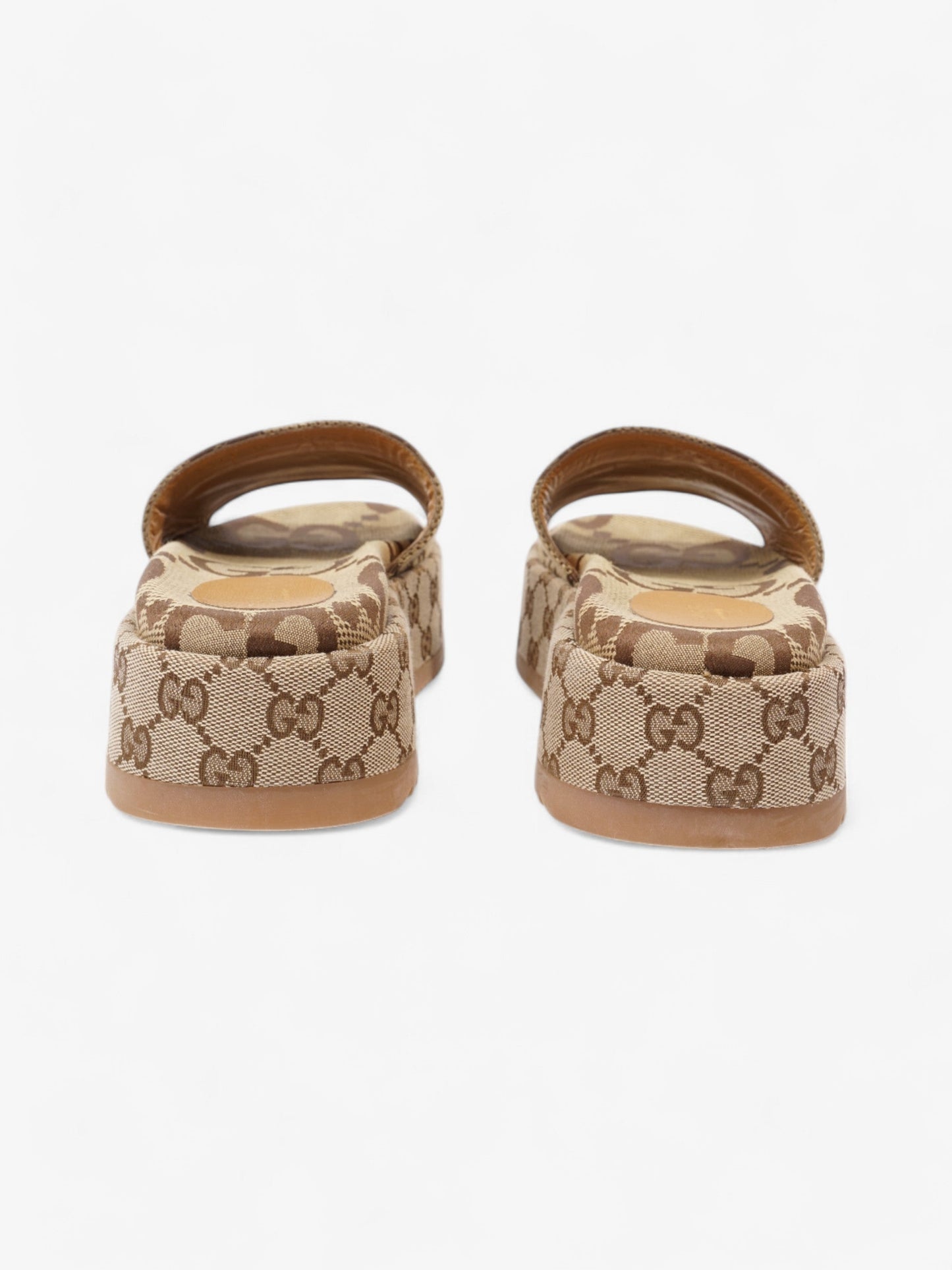Gucci GG Platform Sandals Beige / Brown Canvas EU 39 UK 6